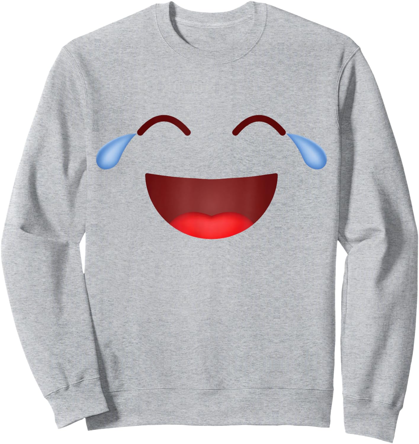 Group Costume Halloween Team Outfit Teary Laughing Emoticon Sweatshirt - Sweatshirt | Ash