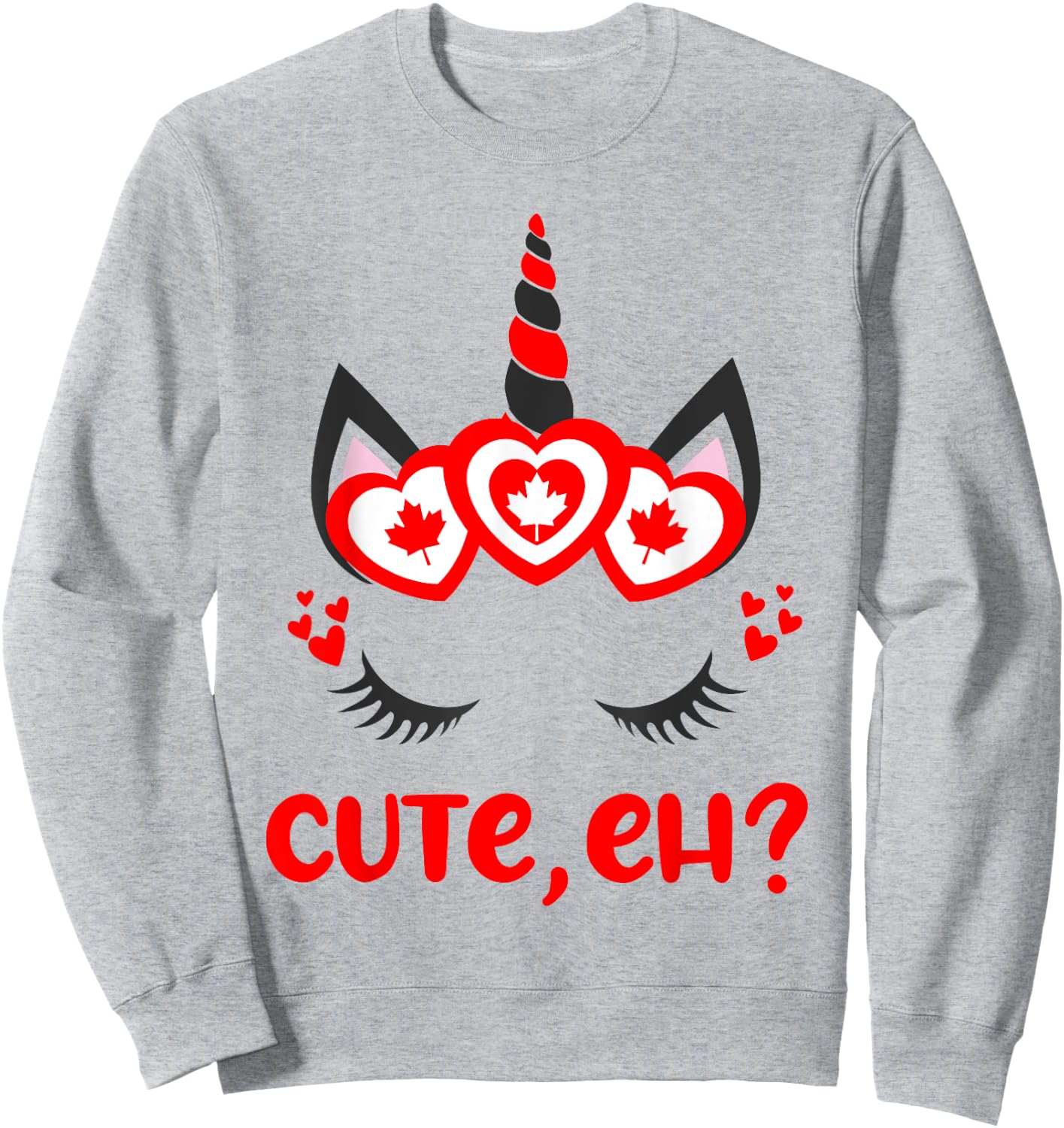 Funny Canadian Eh Girl Cute Unicorn Maple Leaf Canada Day Sweatshirt - Sweatshirt | Ash