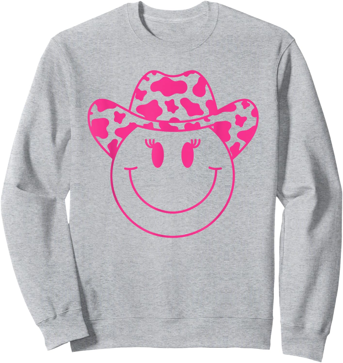 70s Cowgirl Pink Smile Face Cute Happy Face Cowgirl Women Sweatshirt - Sweatshirt | Ash