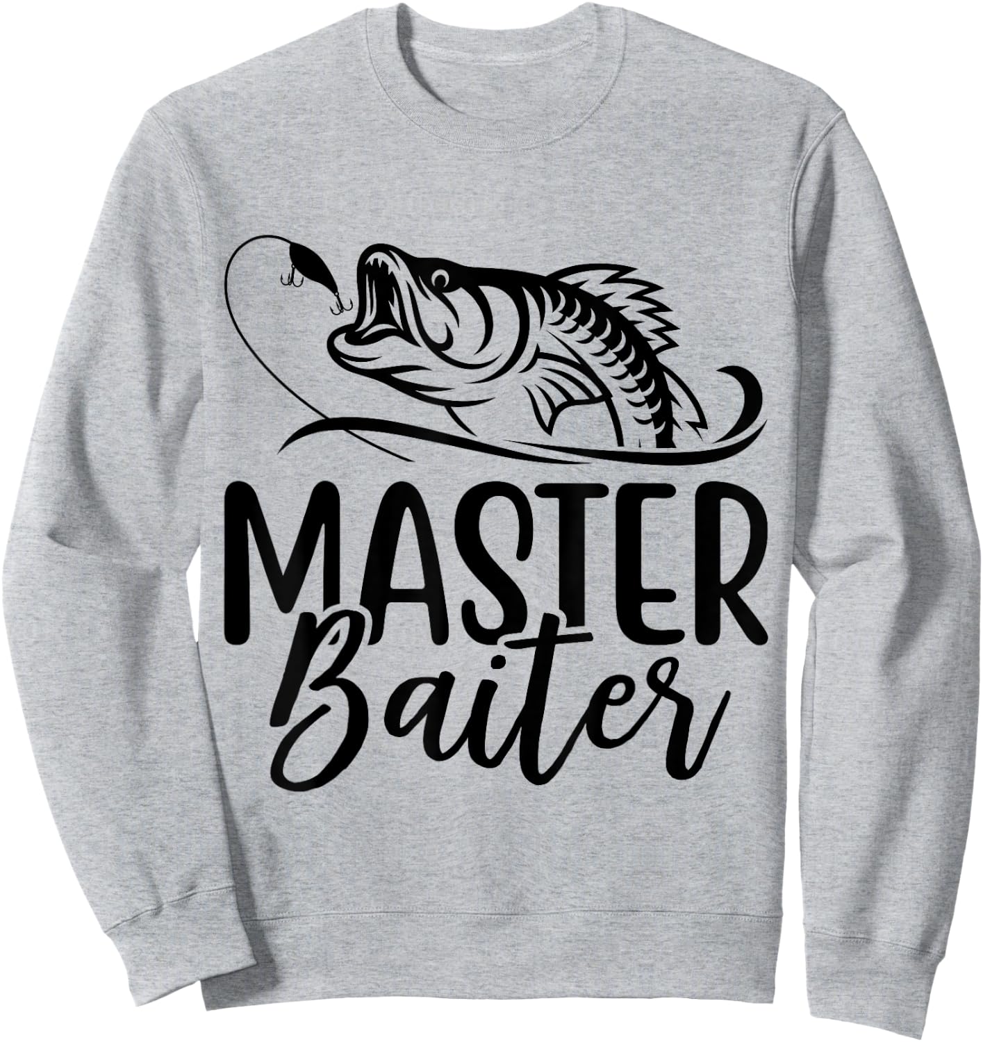Master Baiter Vintage Bass Fishing Funny Angler Sweatshirt - Sweatshirt | Ash