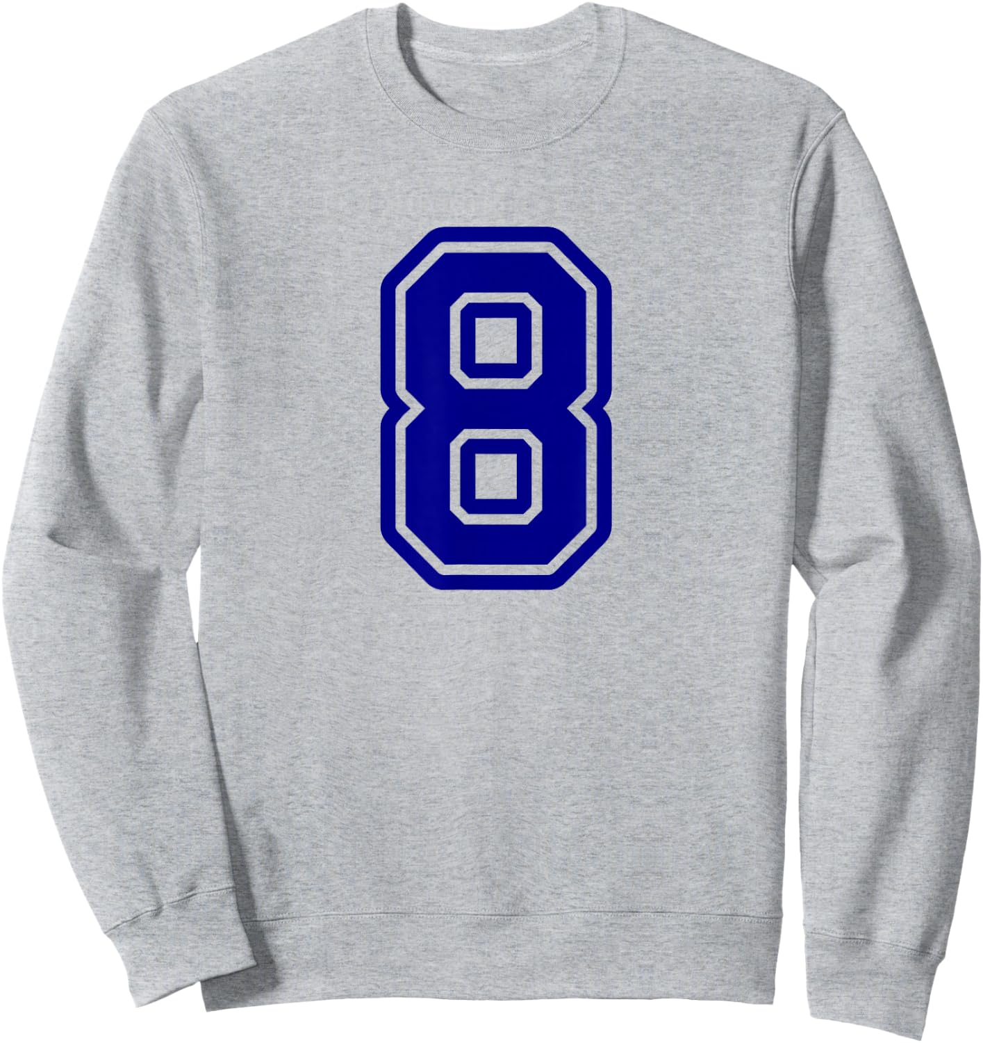 Number 8 Blue Sports Team Varsity Sweatshirt - Sweatshirt | Ash