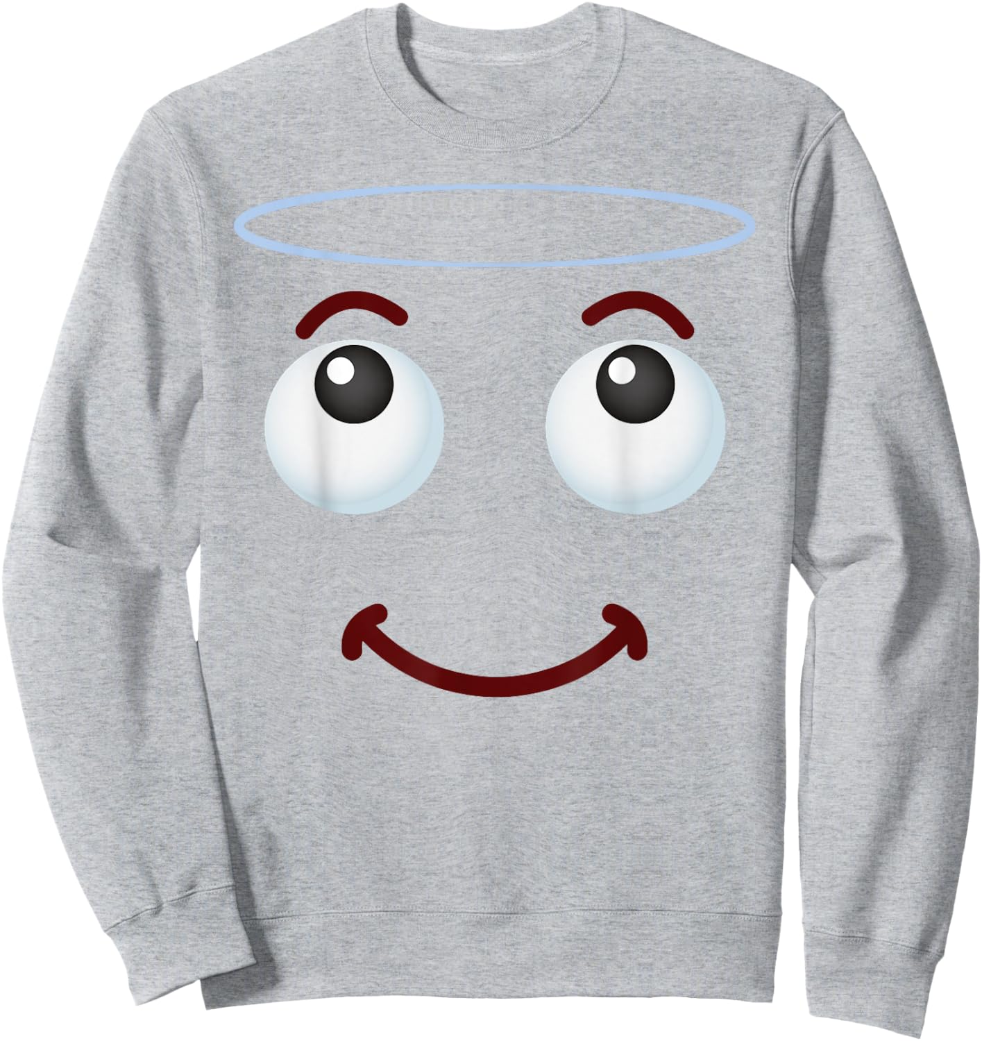 Group Costume Halloween Team Outfit Holy Halo Angel Emoticon Sweatshirt - Sweatshirt | Ash