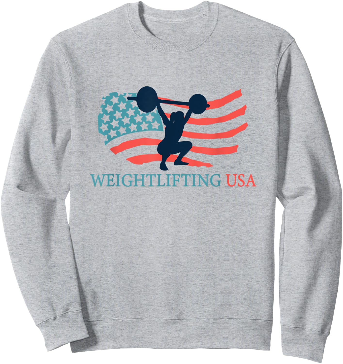 Weightlifter Gym Weightlifting USA Team Coach American Flag Sweatshirt - Sweatshirt | Ash