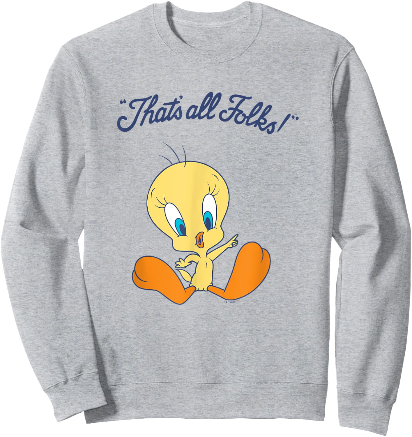 Looney Tunes "That’s All Folks!" Cute Tweety Bird Logo Sweatshirt - Sweatshirt | Ash