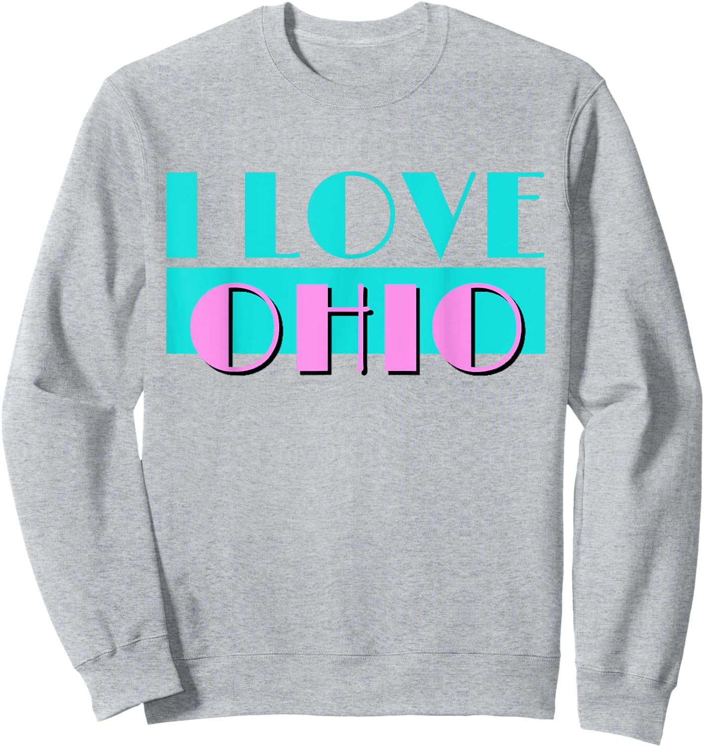 Retro I LOVE OHIO Neon Logo Classic Ohio OH State Pride Gift Sweatshirt - Sweatshirt | Ash