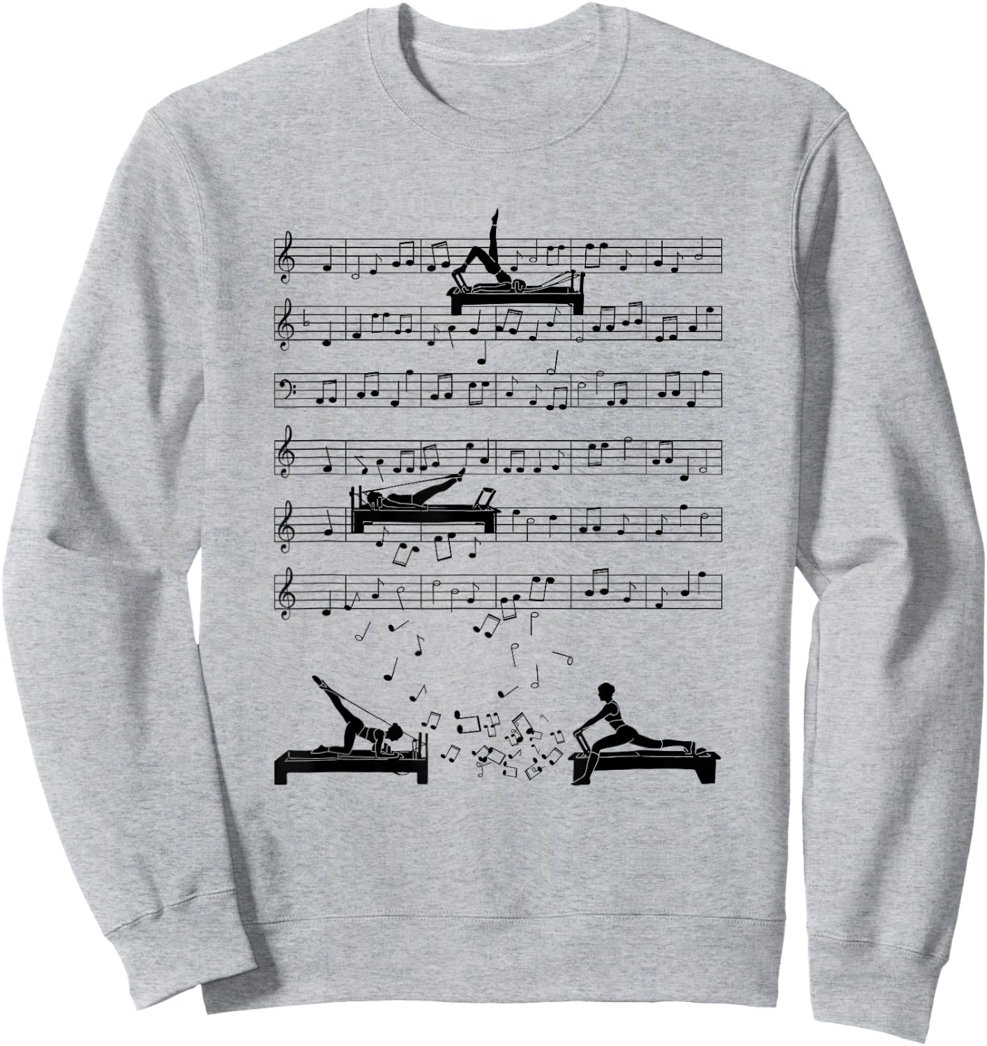 Funny Reformer Pilates music Note fitness Reformer music Sweatshirt - Sweatshirt | Ash