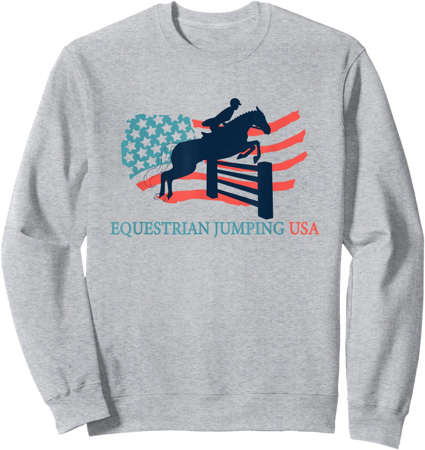 Horse Rider Equestrian Jumping USA Team Coach American Flag Women Kids Men Sweatshirt - Sweatshirt | Ash