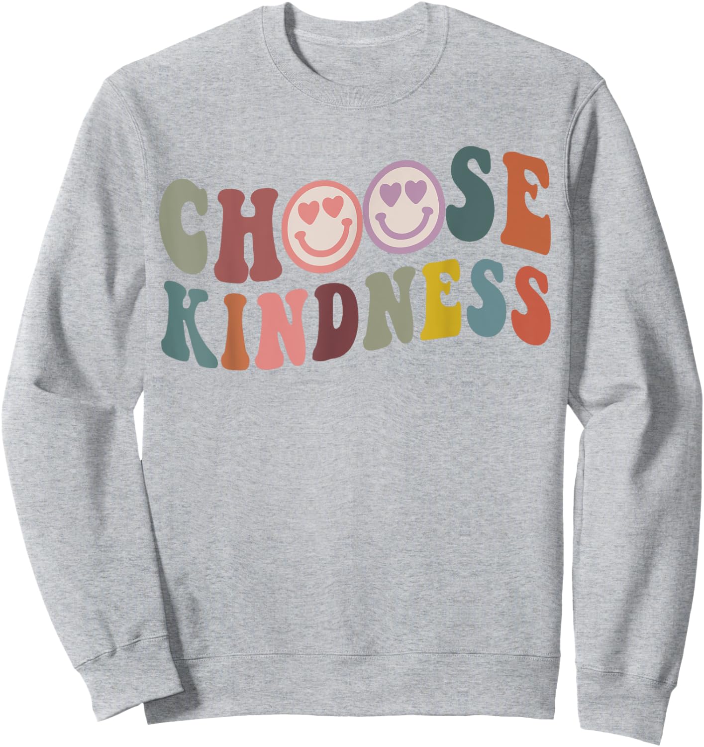 Retro Vintage Smile Face Choose Kindness Lover spiritual Sweatshirt - Sweatshirt | Ash