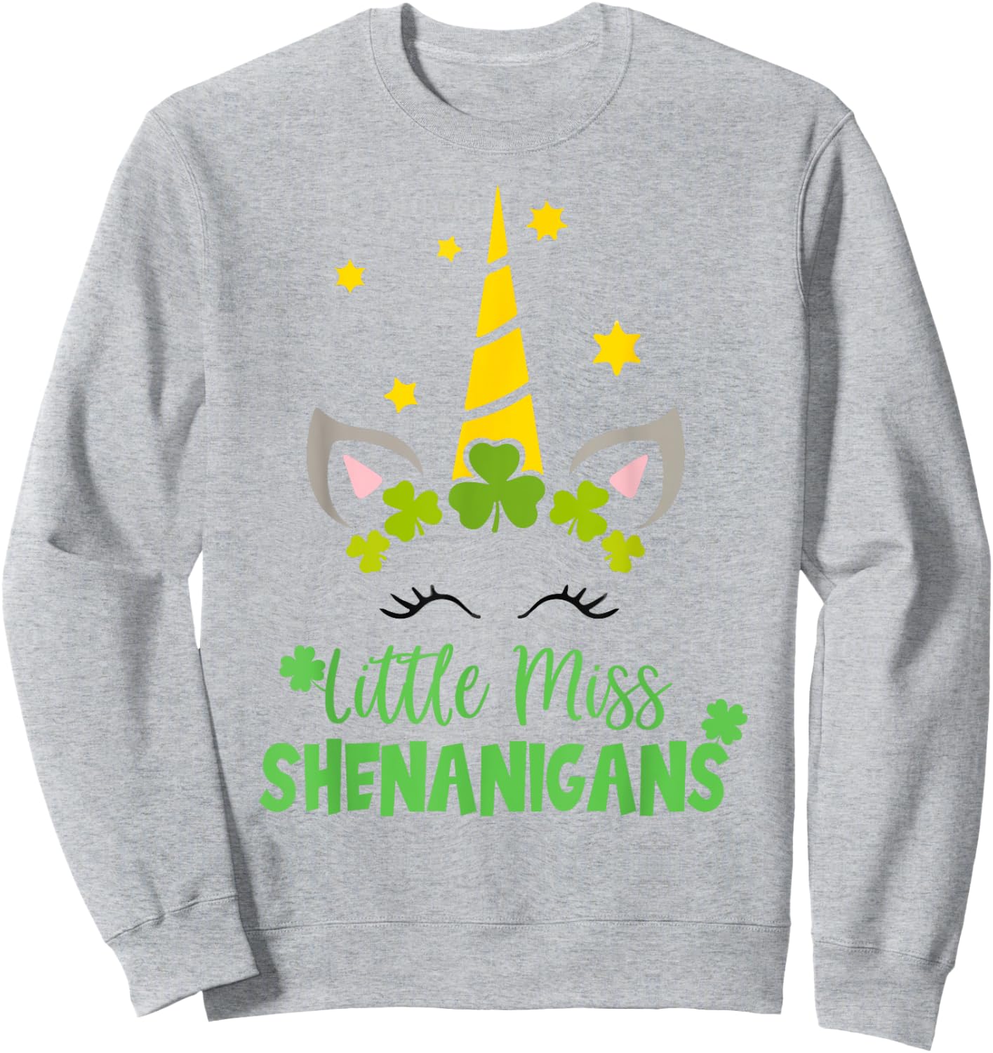 Irish Little Miss Shenanigan St Patrick Day Funny Women Girl Sweatshirt - Sweatshirt | Ash
