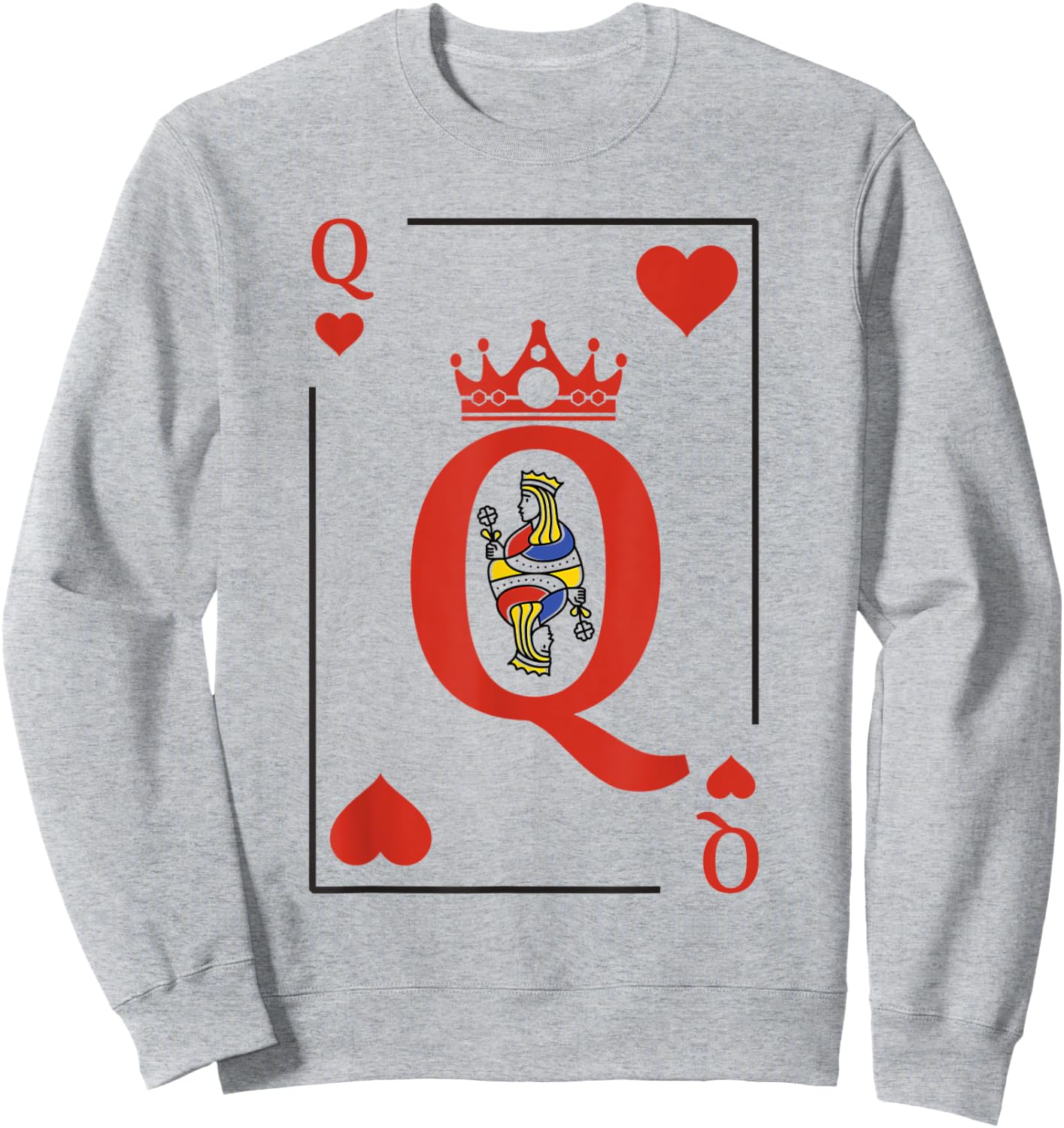Queen Of Heart Playing Card Poker Halloween Costume Matching Sweatshirt - Sweatshirt | Ash