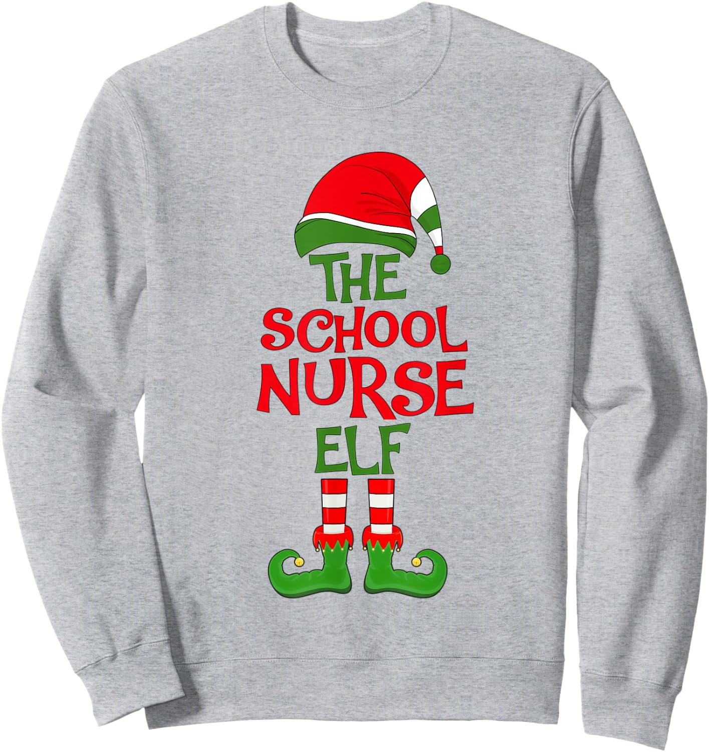 The School Nurse Elf Christmas Group Matching Holiday Party Sweatshirt - Sweatshirt | Ash