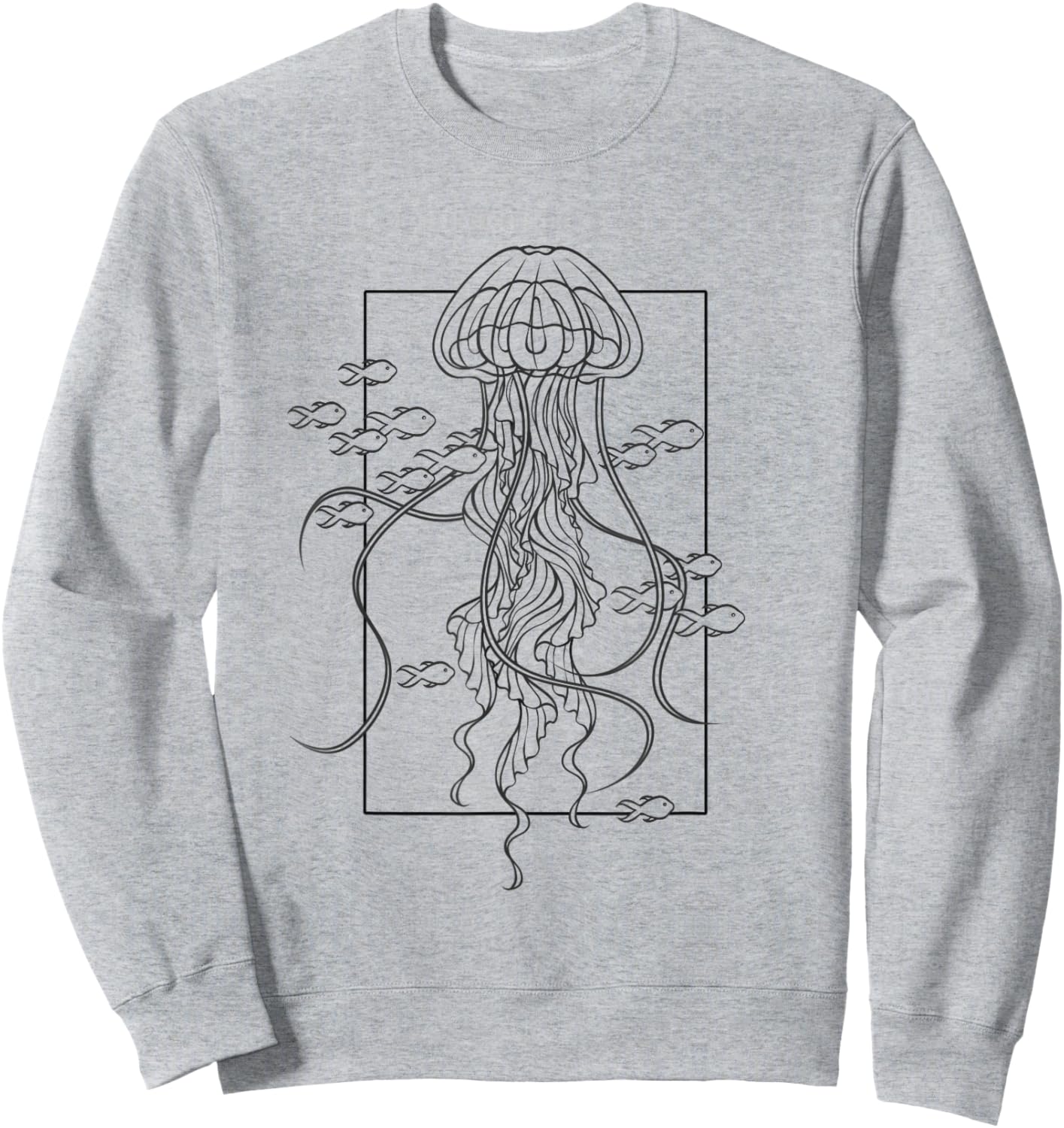 Graphic Jellyfish with Fishes in Sea Sweatshirt - Sweatshirt | Ash