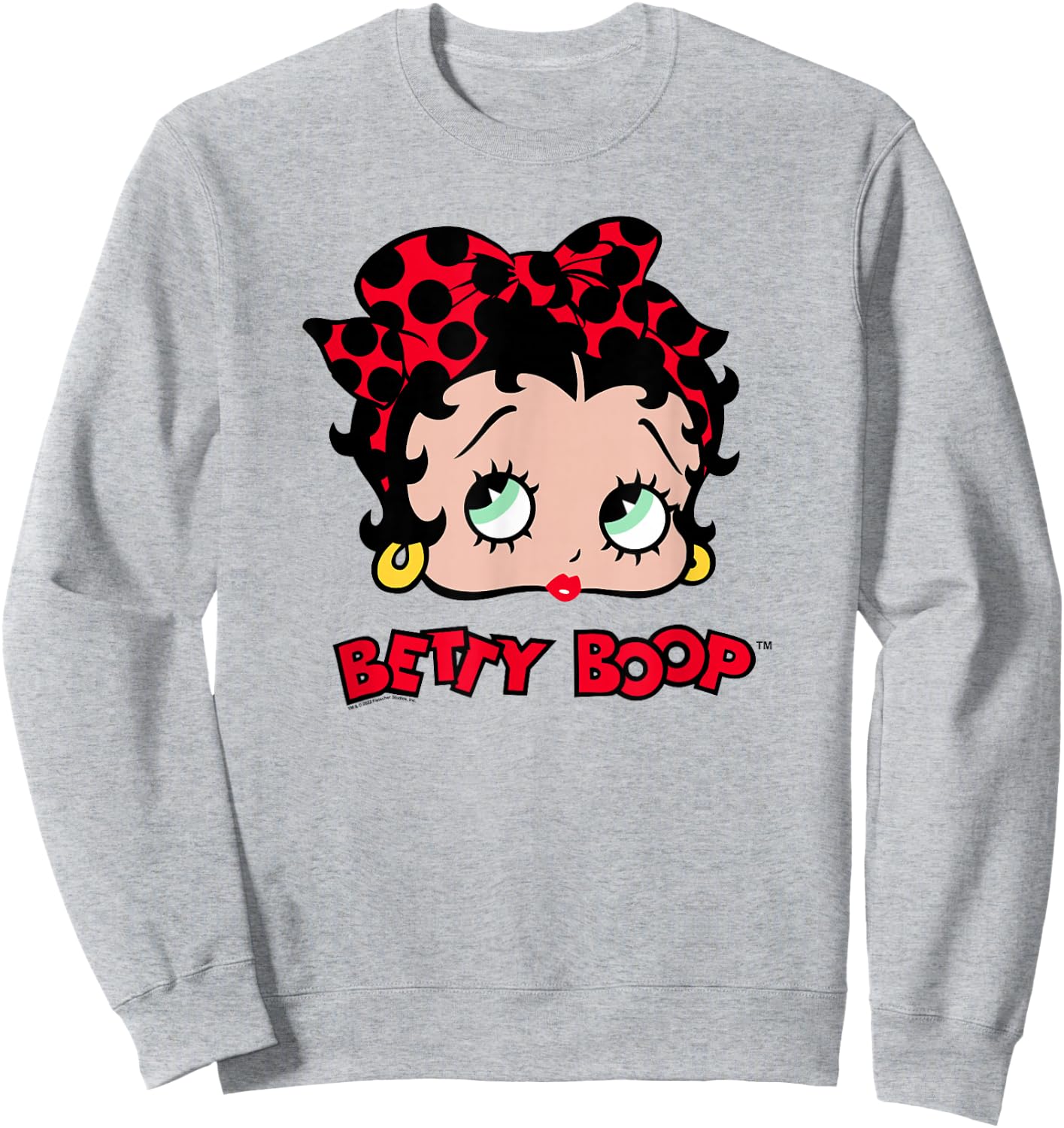 Betty Boop Vintage Classic Dotted Bow Pin Up Portrait Sweatshirt - Sweatshirt | Ash