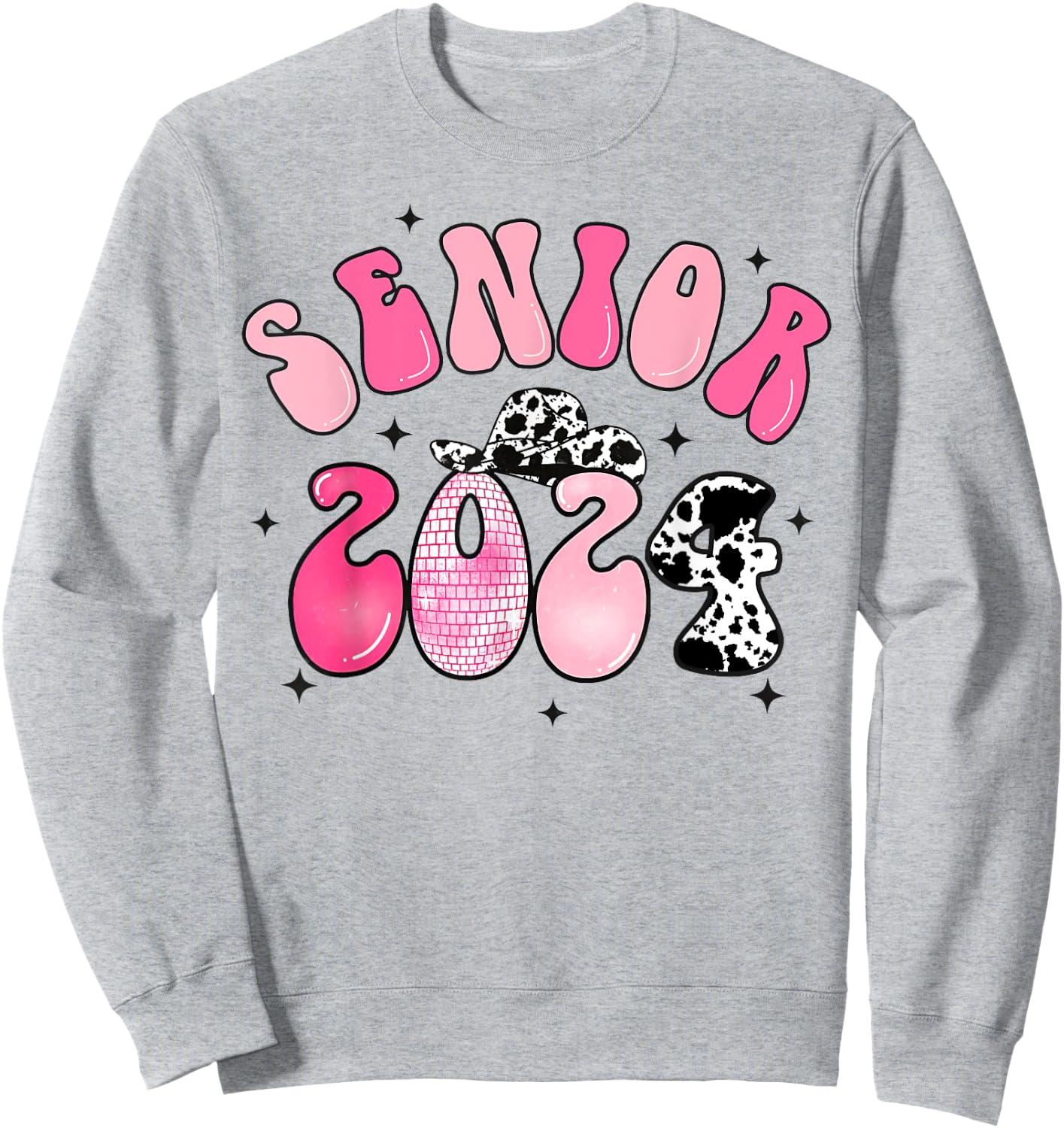 Class Of 2024 Senior Shirt Cowgirl Graduation Disco Groovy Sweatshirt - Sweatshirt | Ash