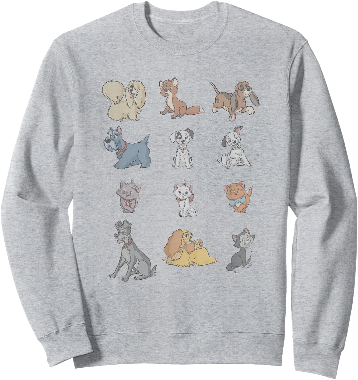 Disney Classic Characters Cats And Dogs Collage Vintage Sweatshirt - Sweatshirt | Ash