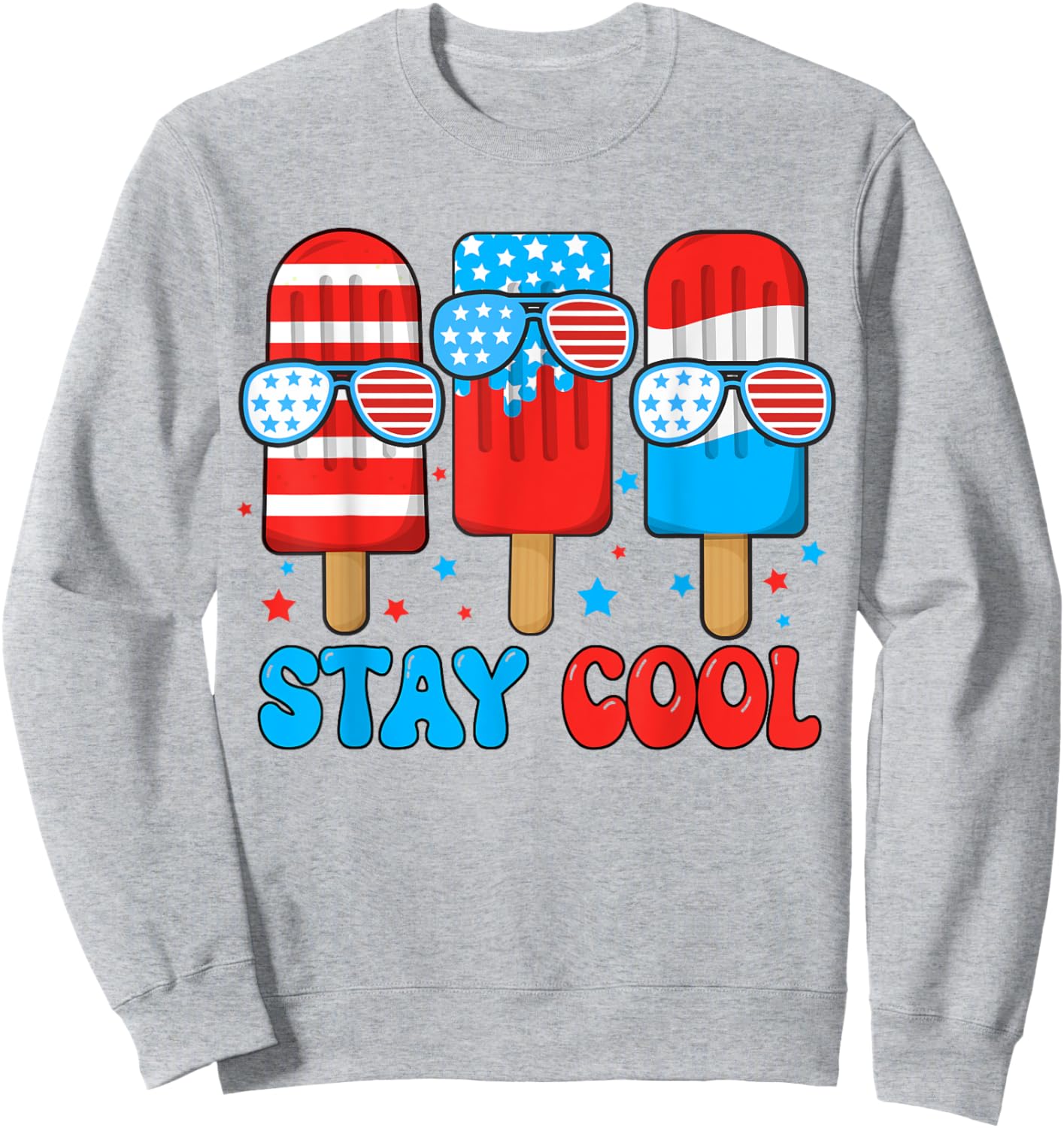 Boy Stay Cool Popsicle 4th July USA Flag Toddler Patriotic Sweatshirt - Sweatshirt | Ash
