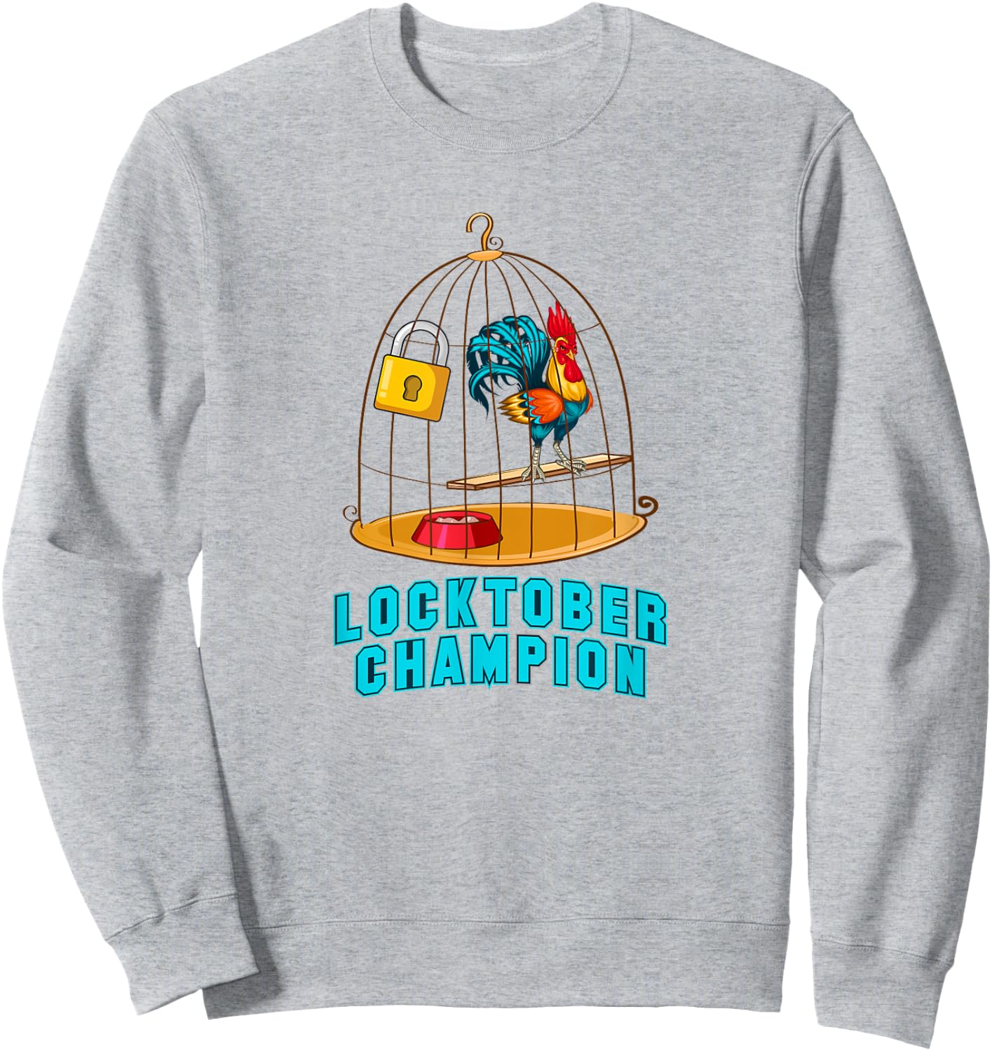 Red Rooster Cock Male Chastity Locktober Champion Chicken Sweatshirt - Sweatshirt | Ash