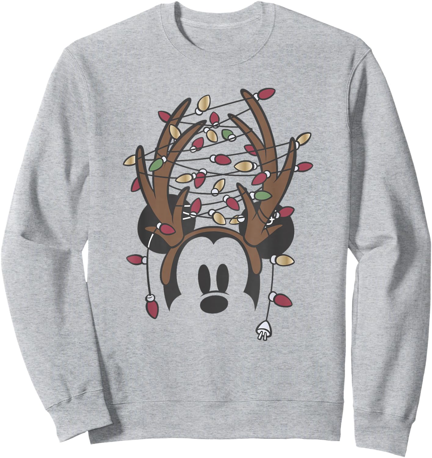 Disney Mickey Christmas Tangled Lights Antlers Sweatshirt - Sweatshirt | Ash