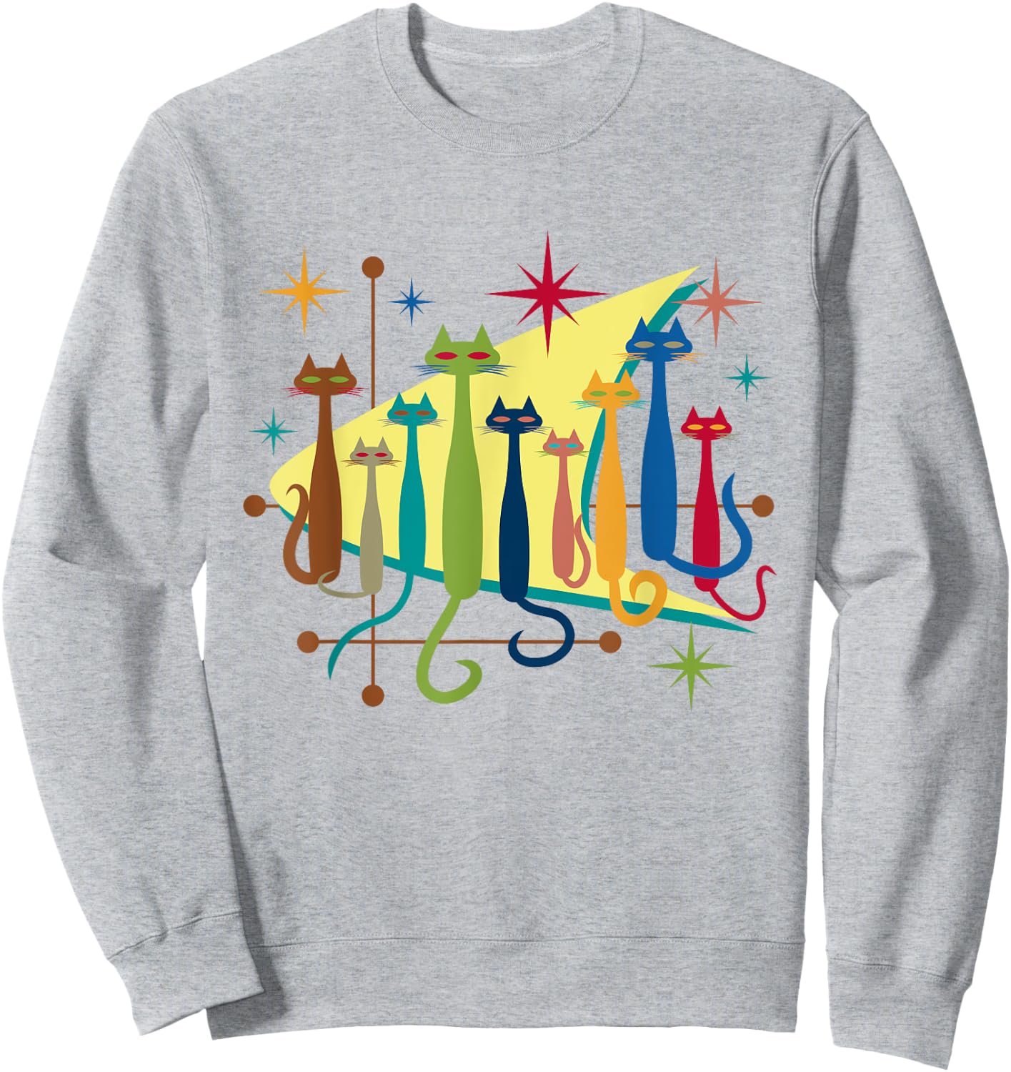 Cats Vintage Retro Mid-Century Modern Look 50s 60s Style Sweatshirt - Sweatshirt | Ash