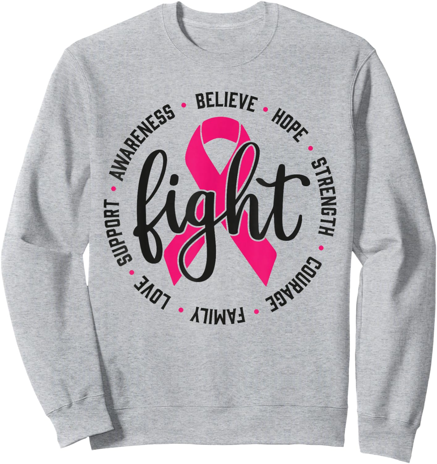 Fight Breast Survivor Pink Ribbon Breast Cancer Awareness Sweatshirt - Sweatshirt | Ash