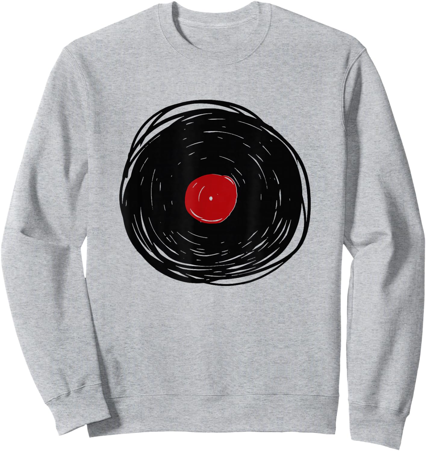 Vinyl Record Drawing - LP Collector Sweatshirt - Sweatshirt | Ash