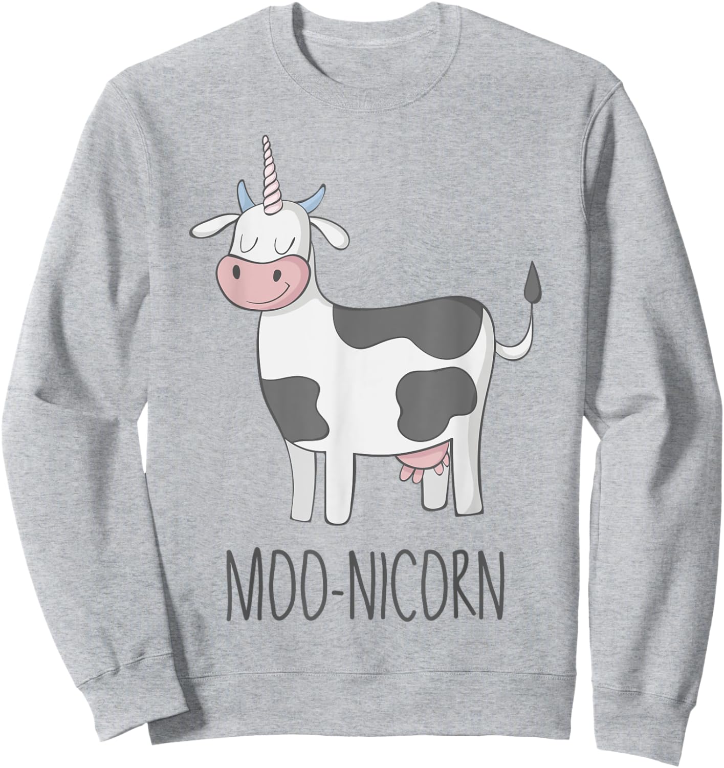 Moonicorn Funny Cow Unicorn T Shirt for Kids and Adults Sweatshirt - Sweatshirt | Ash