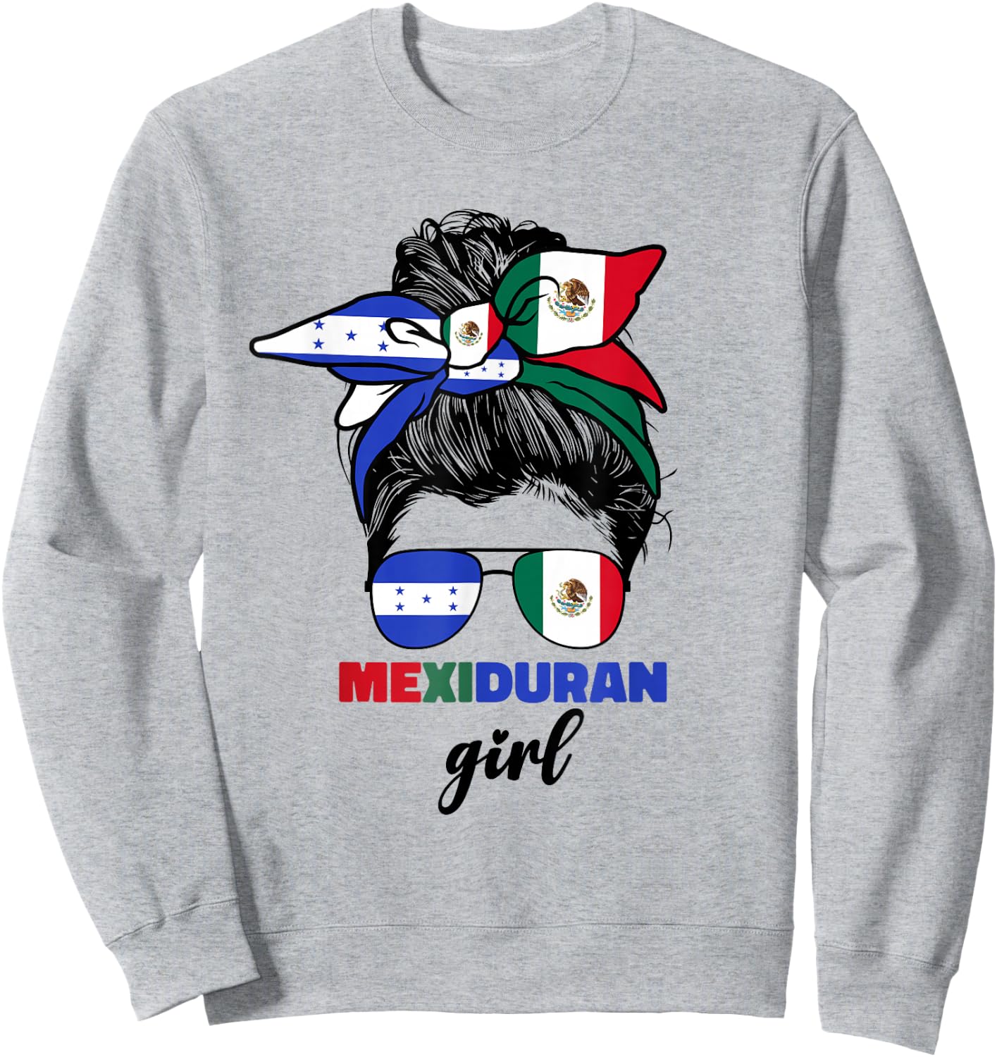 Half Mexican And Honduran Mexico Honduras Flag Girl Sweatshirt - Sweatshirt | Ash