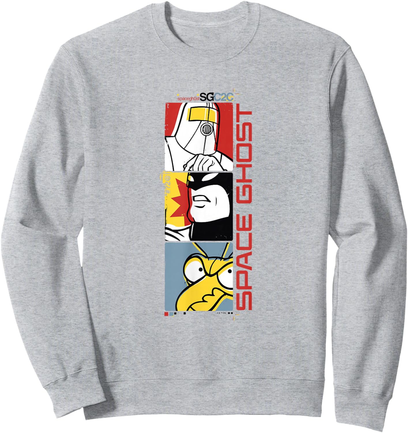 Space Ghost Coast to Coast Vertical Villains Faded Box Up Sweatshirt - Sweatshirt | Ash