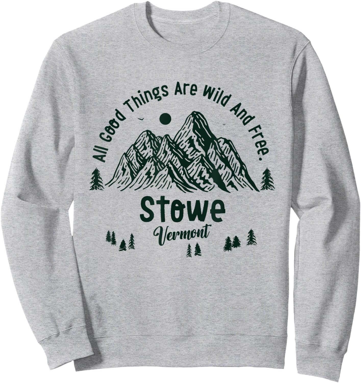 Stowe Mountains Vermont Hiking Outdoors Vintage Sweatshirt - Sweatshirt | Ash