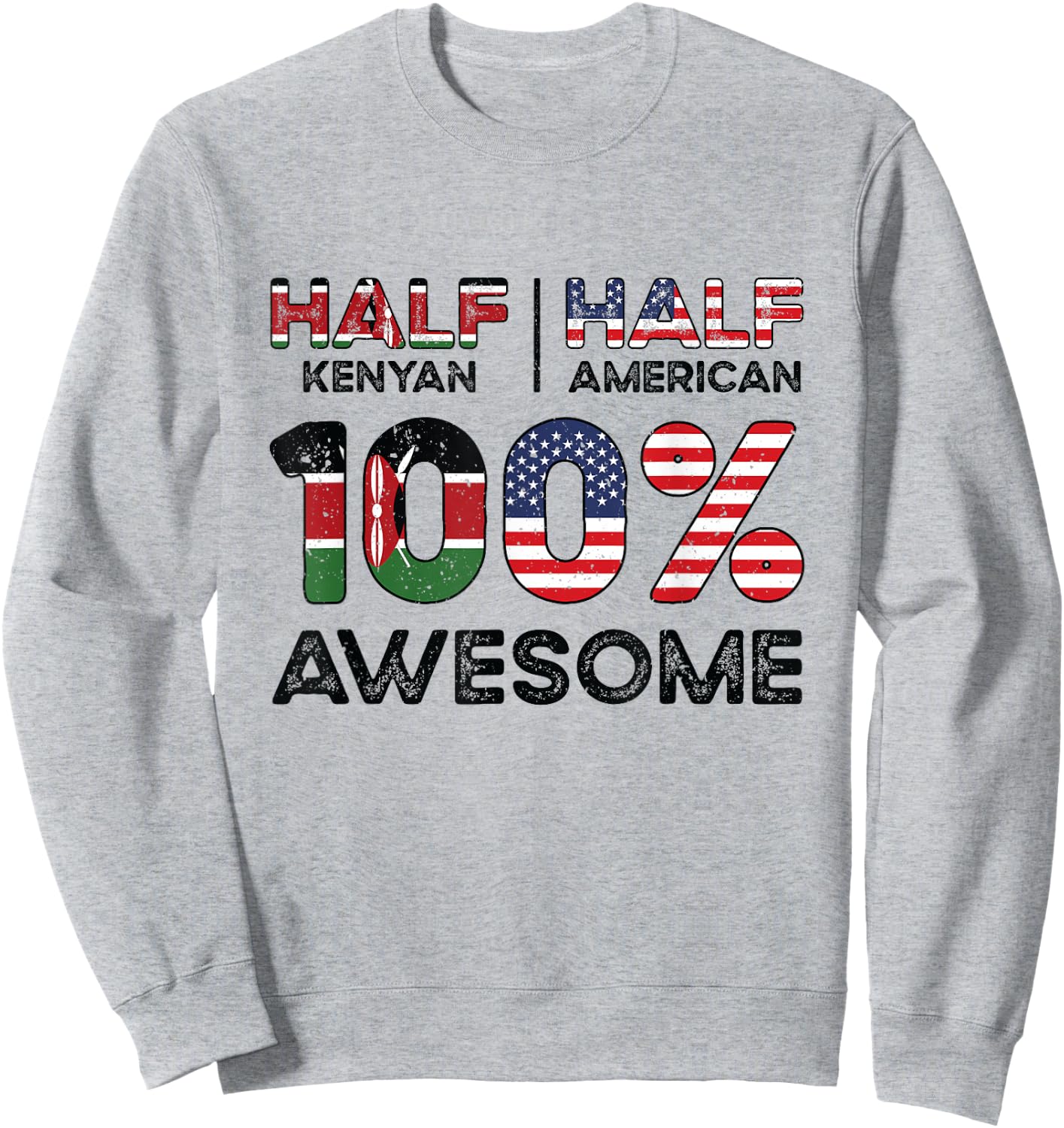 Kenyan American Patriot USA Grown Kenya US Flag Sweatshirt - Sweatshirt | Ash