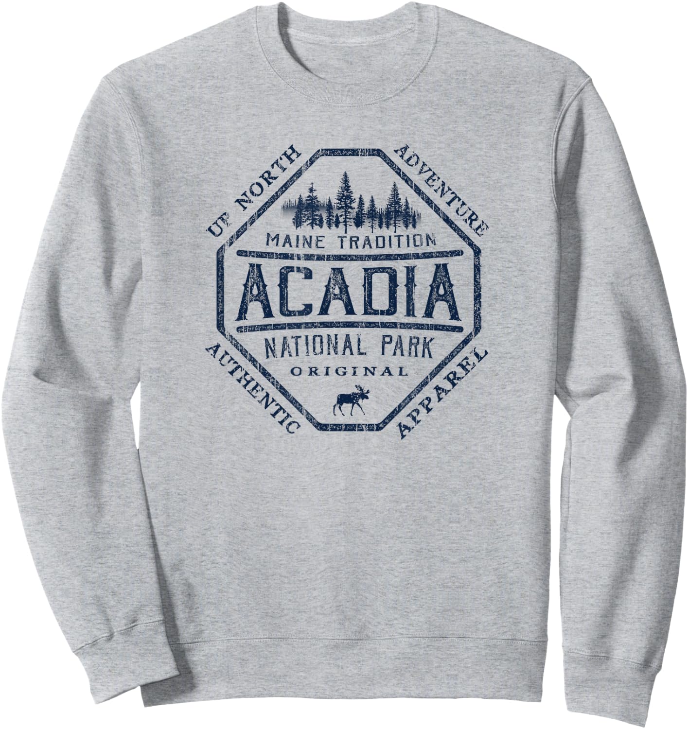 Acadia National Park Destinations Vintage , -Adults, Grey, Small, Short Sleeve, Classic Fit Sweatshirt - Sweatshirt | Ash