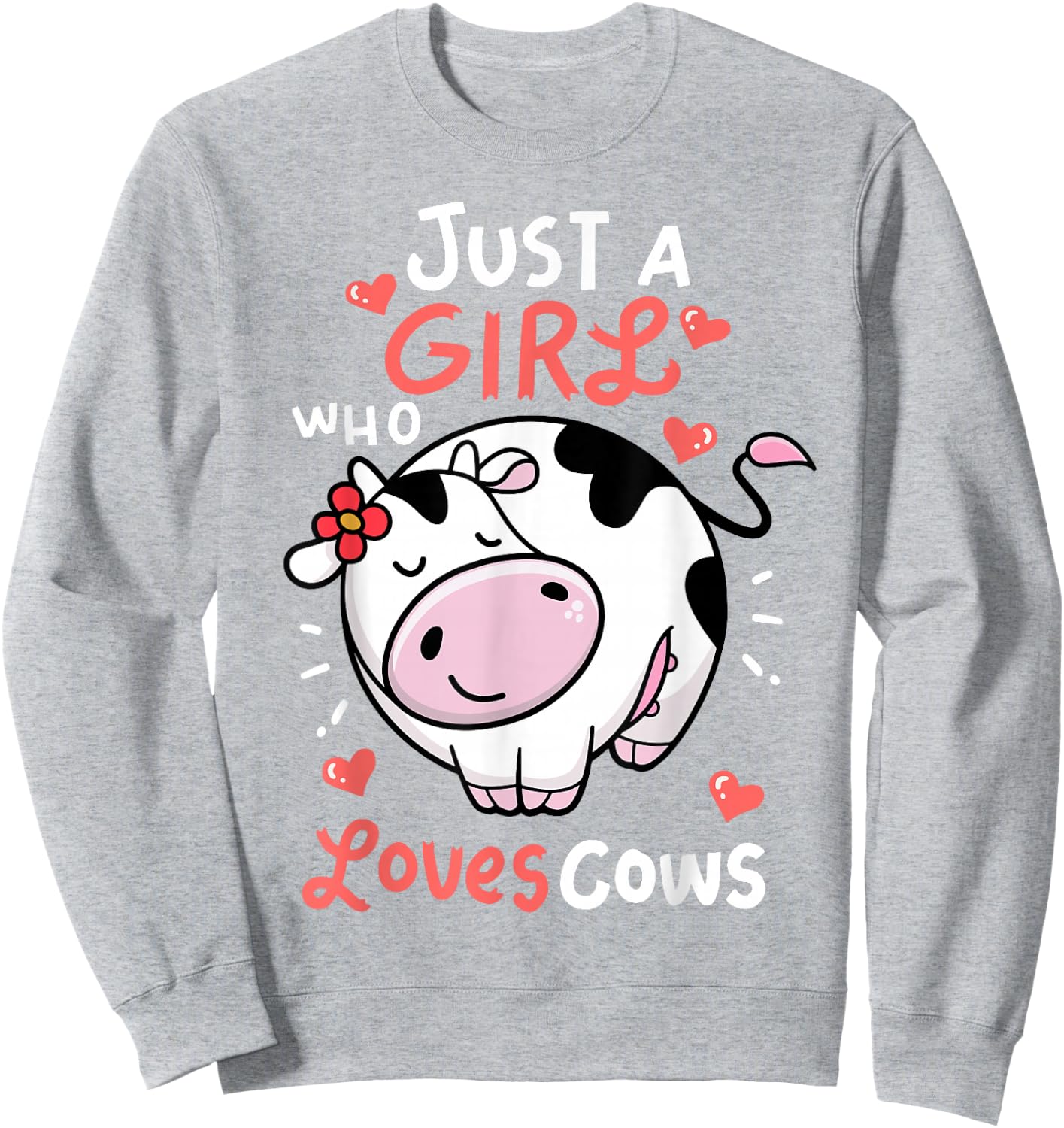 Cow-Shirt Just A Girl Who Loves Cows Print Kids Toddler Farm Sweatshirt - Sweatshirt | Ash