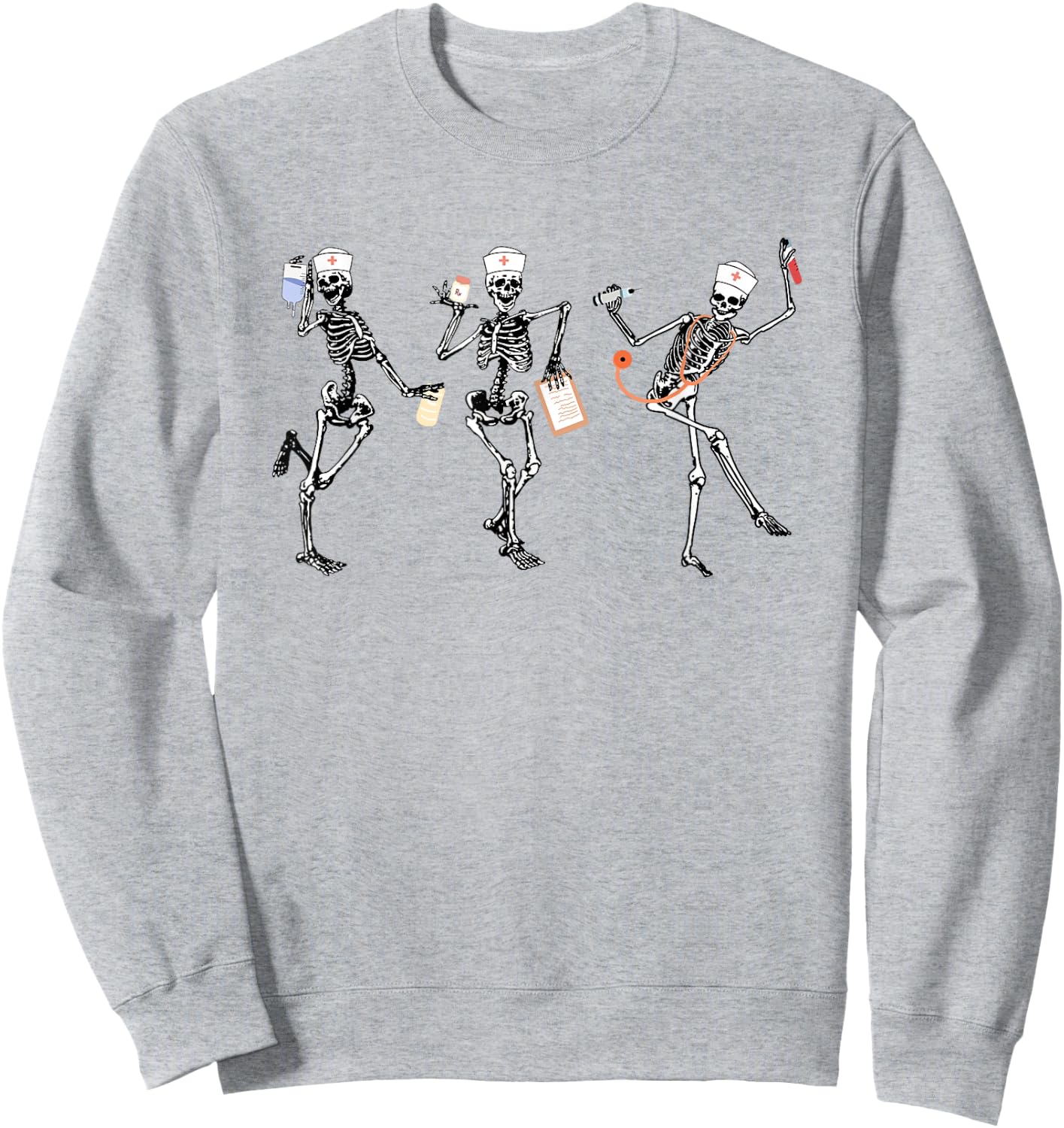 RN Nurse Halloween Dancing Skeleton Autumn Fall Women Sweatshirt - Sweatshirt | Ash