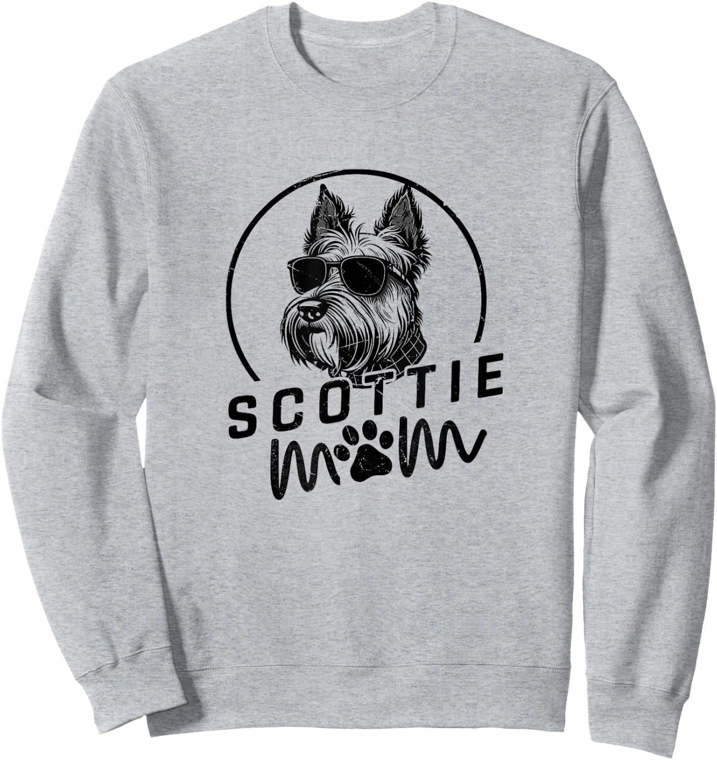 Scottie Dog Mom Face Gifts Funny Dog Dad Christmas Sweatshirt - Sweatshirt | Ash