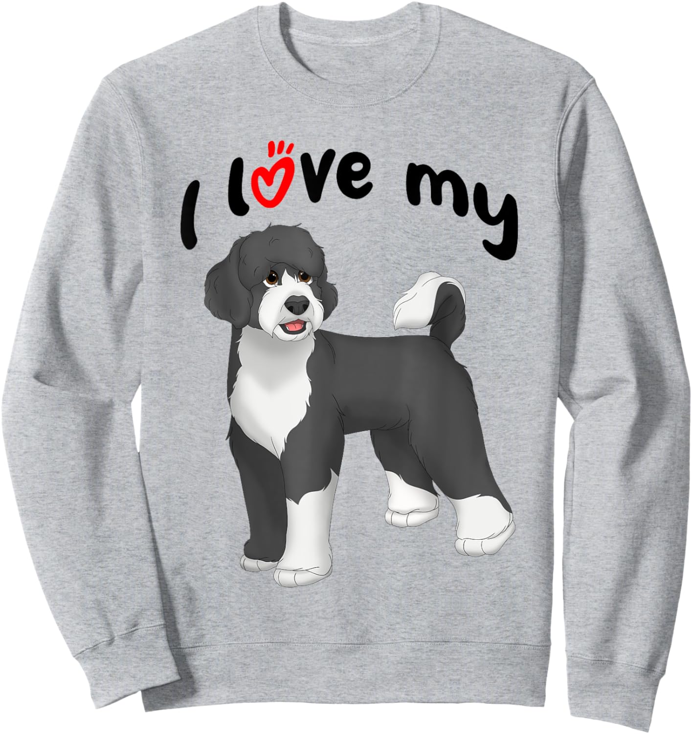 I Love My Black and White Portuguese Water Dog Sweatshirt - Sweatshirt | Ash
