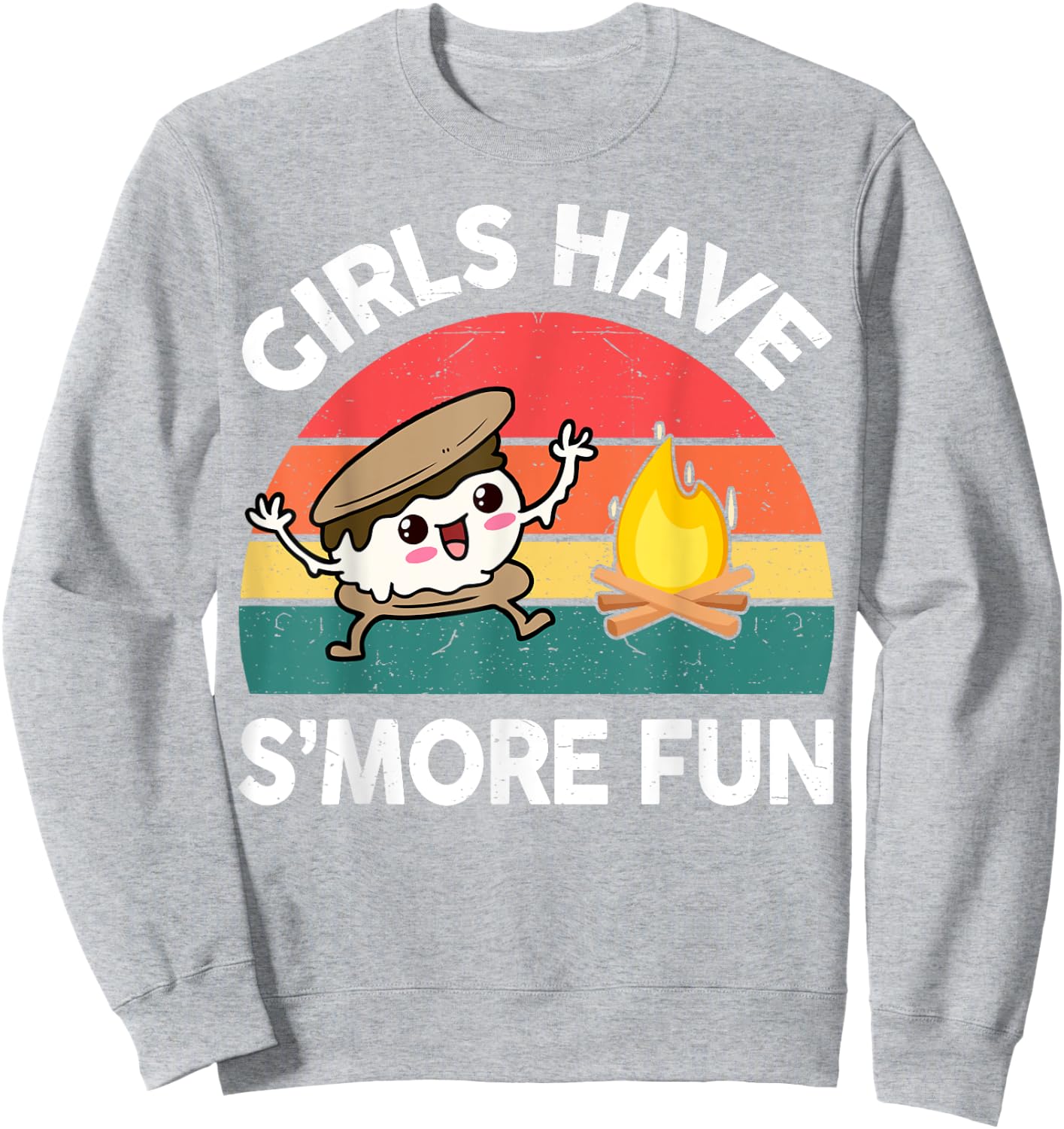 Girl Have Smore Fun One Happy Camper Kids Toddler Camping Sweatshirt - Sweatshirt | Ash