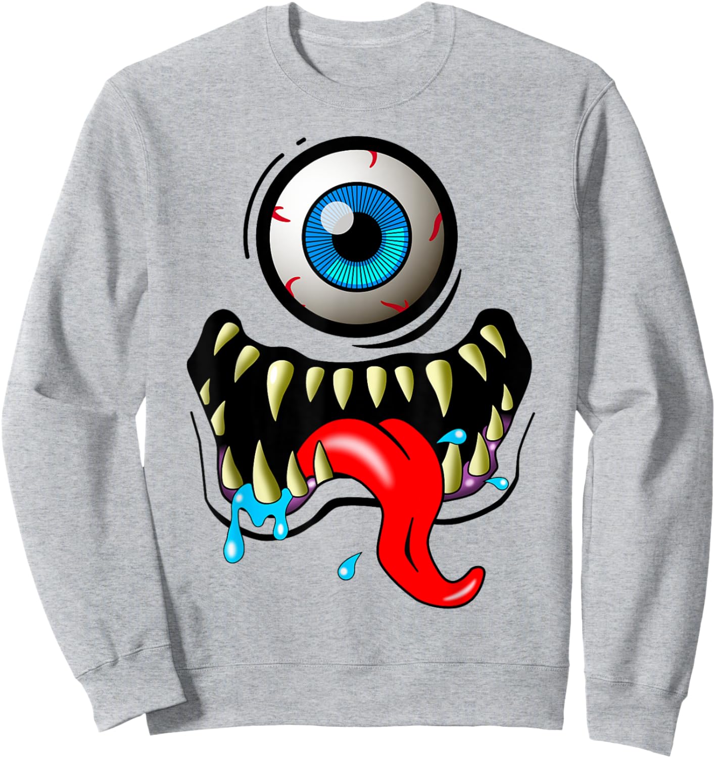 Monster Face Funny Sweatshirt - Sweatshirt | Ash