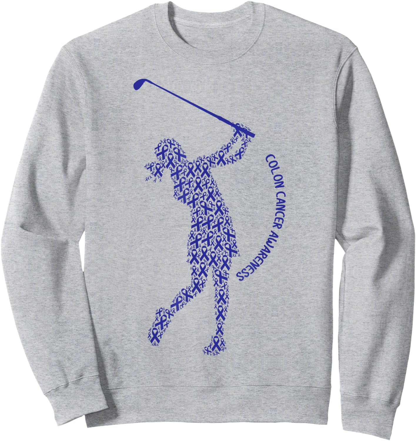 Colon Cancer Awareness Blue Ribbon Survivor - Golf Swing Sweatshirt - Sweatshirt | Ash