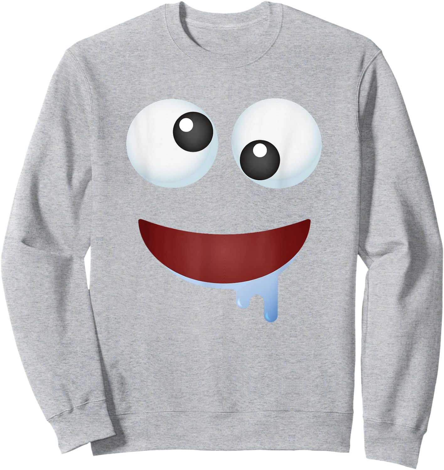 Funny Group Costume Halloween Team Outfit Drooling Emoticon Sweatshirt - Sweatshirt | Ash