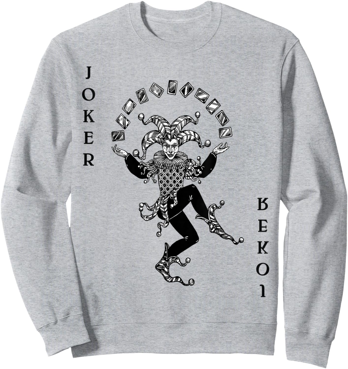 Joker Poker Playing Card Costume Carnival Joker Costume Sweatshirt - Sweatshirt | Ash