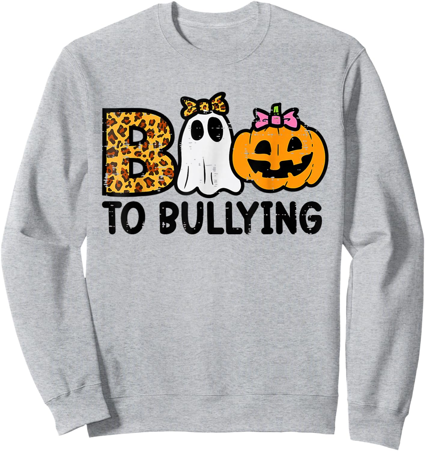 Boo To Bullying Halloween Ghost Anti Bully Unity Day Orange Sweatshirt - Sweatshirt | Ash