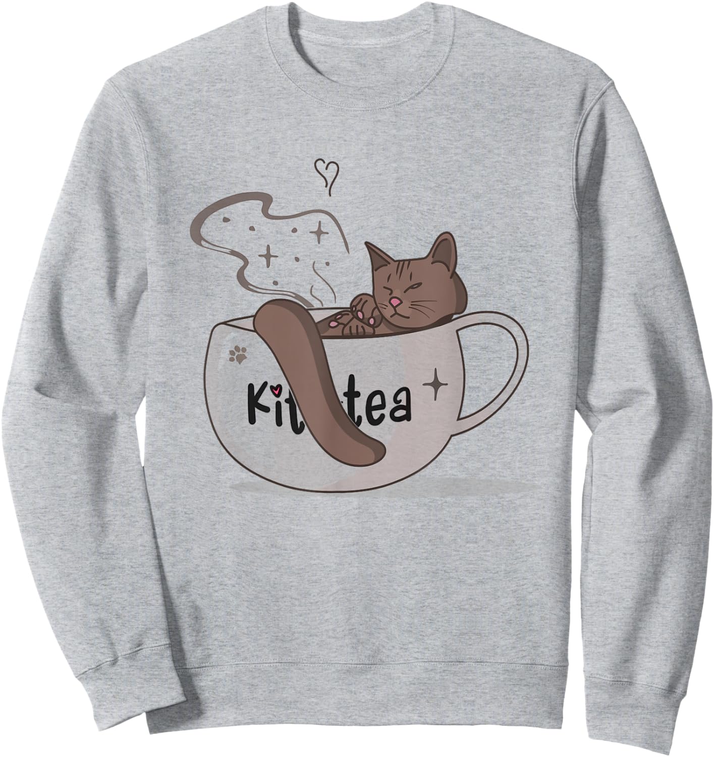 Kit-Tea, Kit Tea Kittens With a Cup of Tea, Funny Cat Gifts Women Kids Sweatshirt - Sweatshirt | Ash
