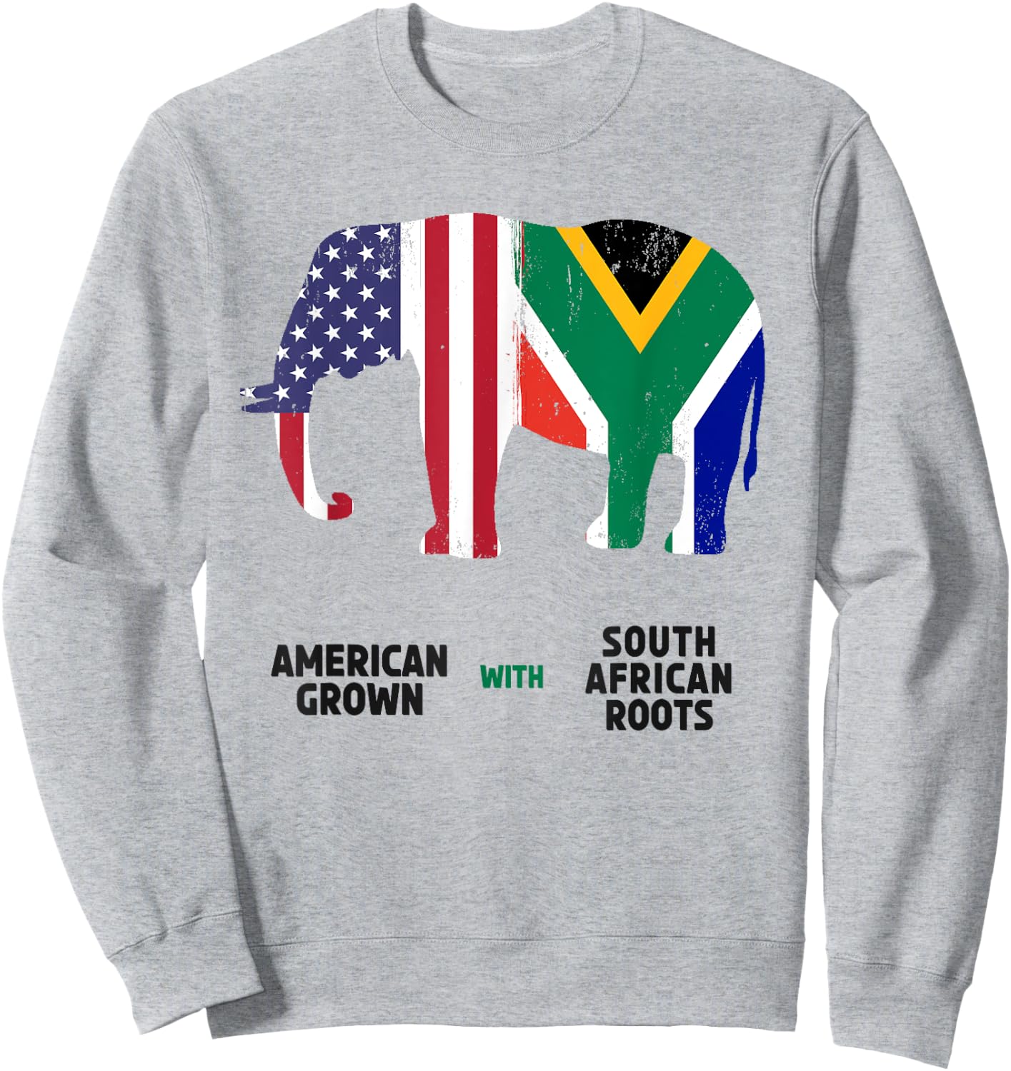 South Africa American Flag Elephant Ideas For Kids African Sweatshirt - Sweatshirt | Ash