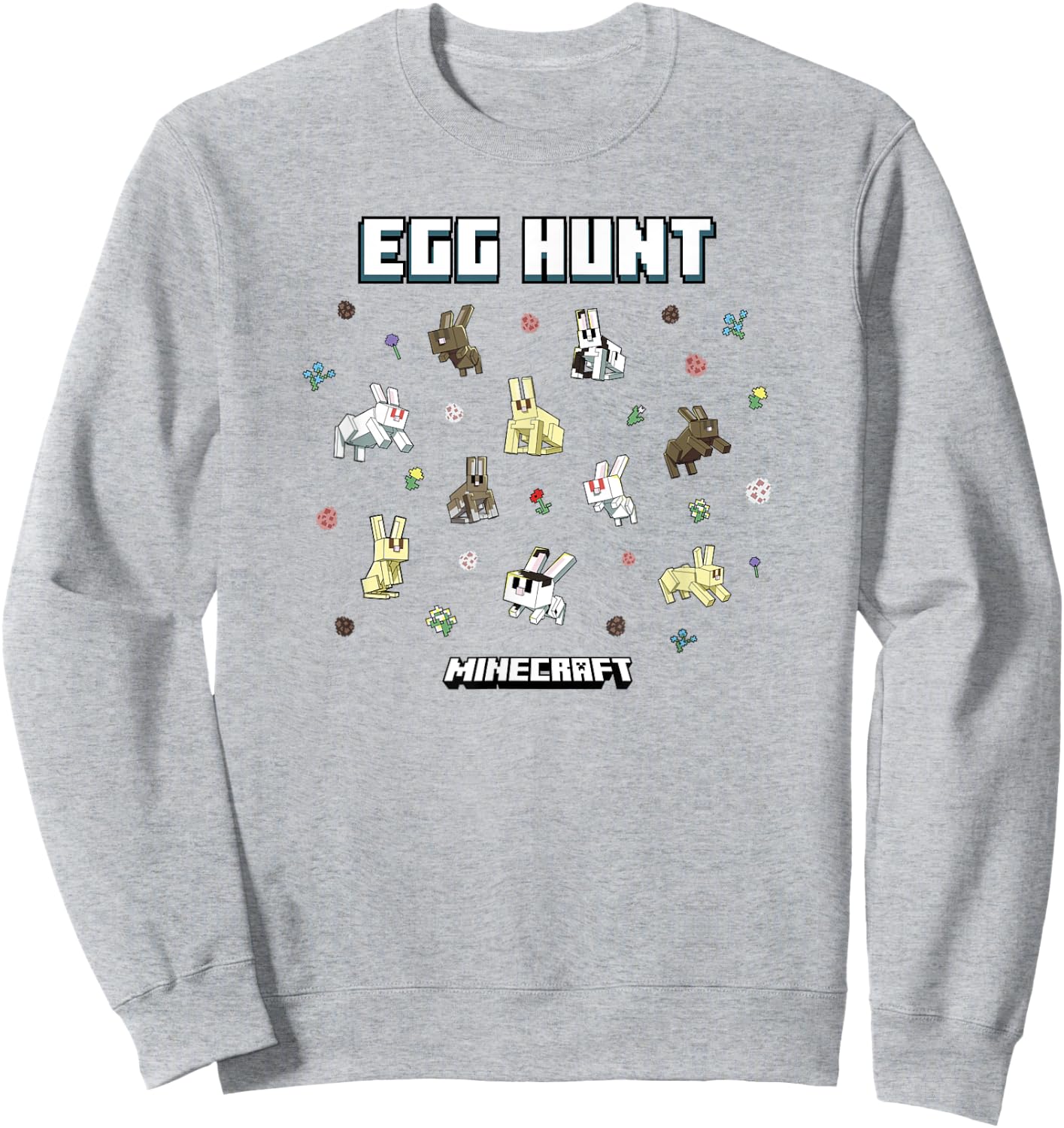 Minecraft Easter Egg Hunt Jumping Rabbits Eggs And Flowers Sweatshirt - Sweatshirt | Ash