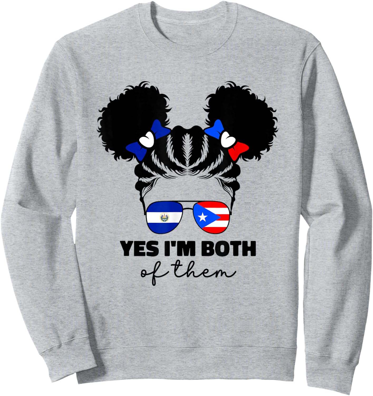 Half Salvadorian And Puerto Rican Rico El Salvador Flag Gril Sweatshirt - Sweatshirt | Ash
