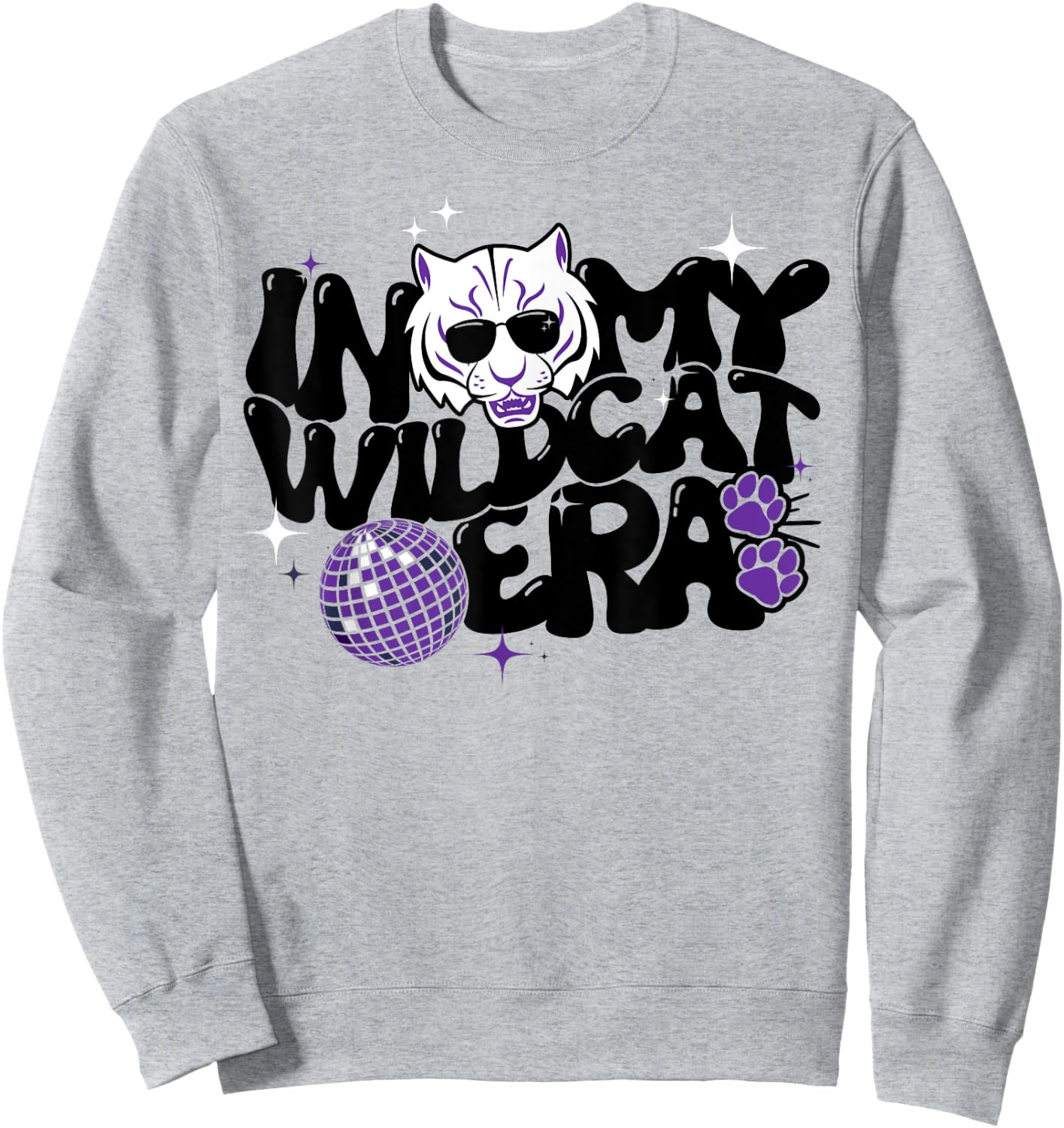 In My Wildcat Era Groovy School Spirit Wildcat Sweatshirt - Sweatshirt | Ash
