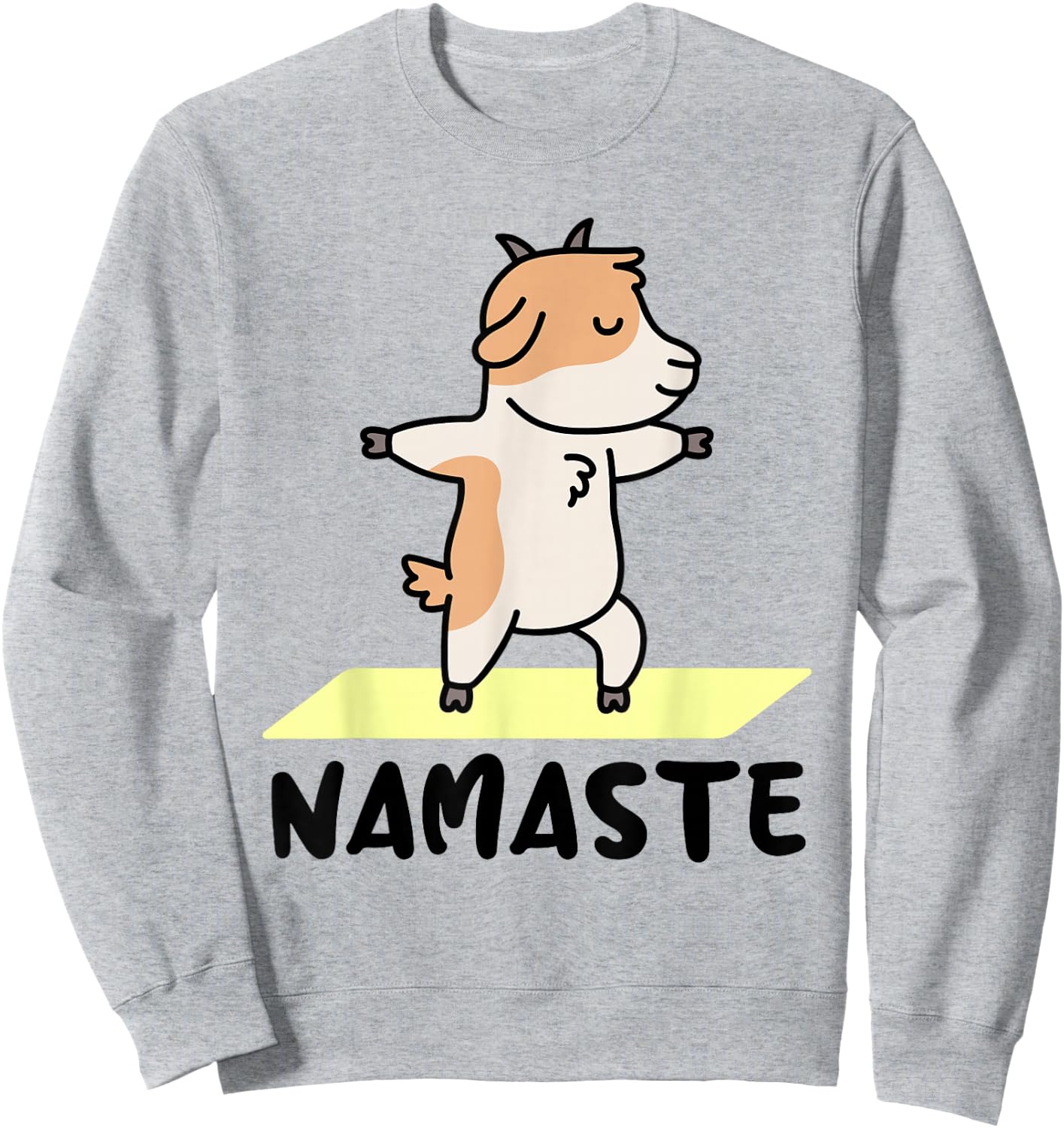 Funny yoga animal designs - Namaste - Cute Goat Doing Yoga - White - Small - -Adults - Short Sleeve - Yoga - Women Yogis Sweatshirt - Sweatshirt | Ash