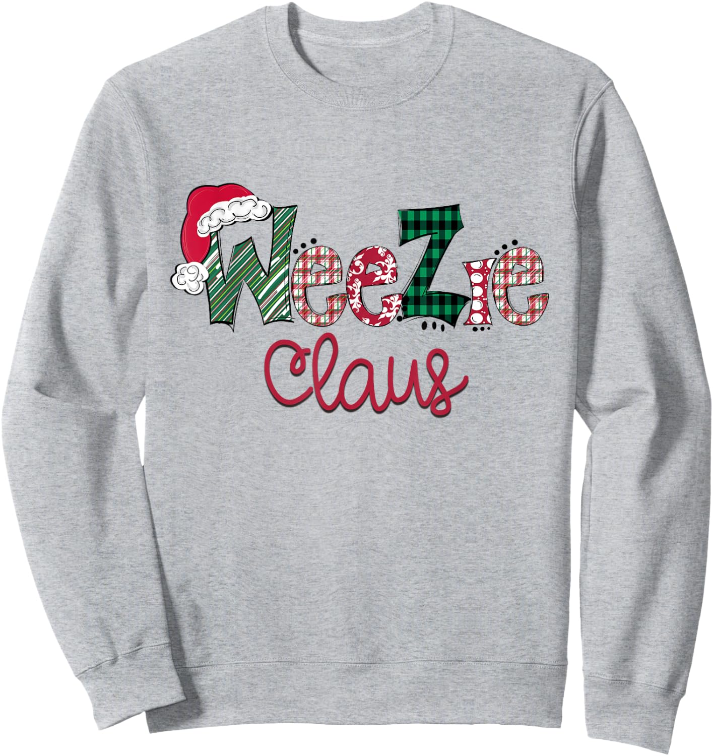 Christmas WeeZie Claus Pajama Suit Santa Hat X-mas Sweatshirt - Sweatshirt | Ash