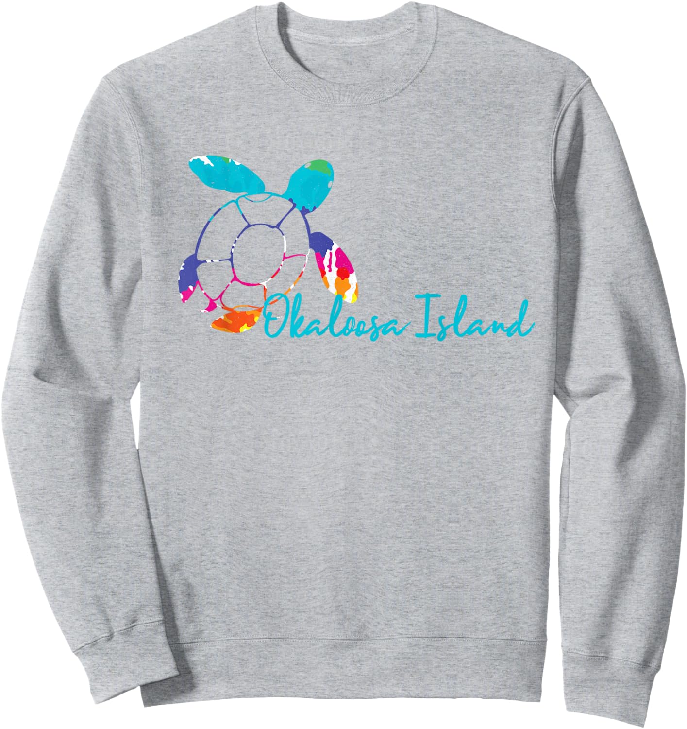 Okaloosa Island Tie Dye Turtle Ocean Loggerhead BOHO Coastal Sweatshirt - Sweatshirt | Ash