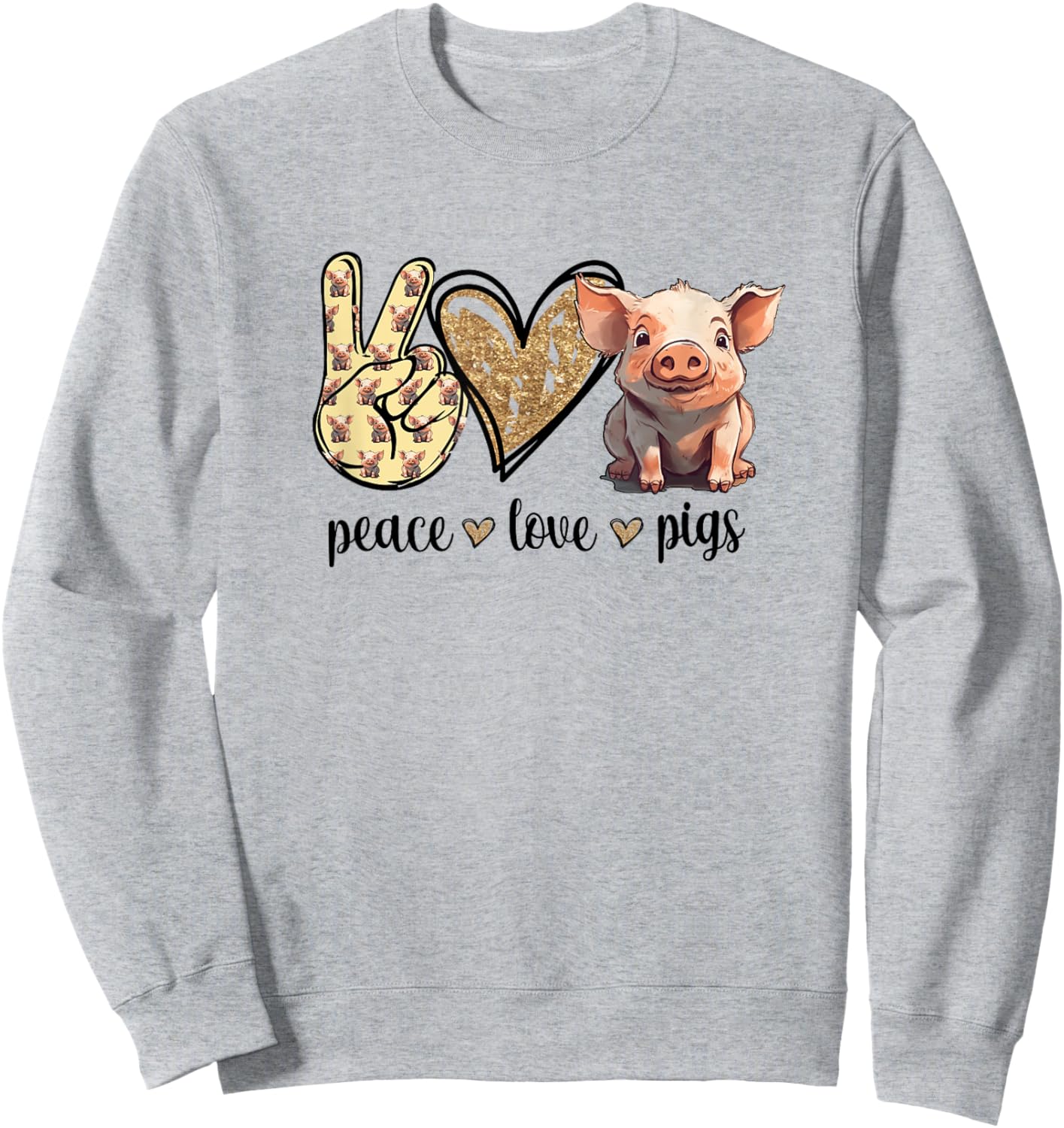 Peace Love Cute Show Pig Lover Sweatshirt - Sweatshirt | Ash